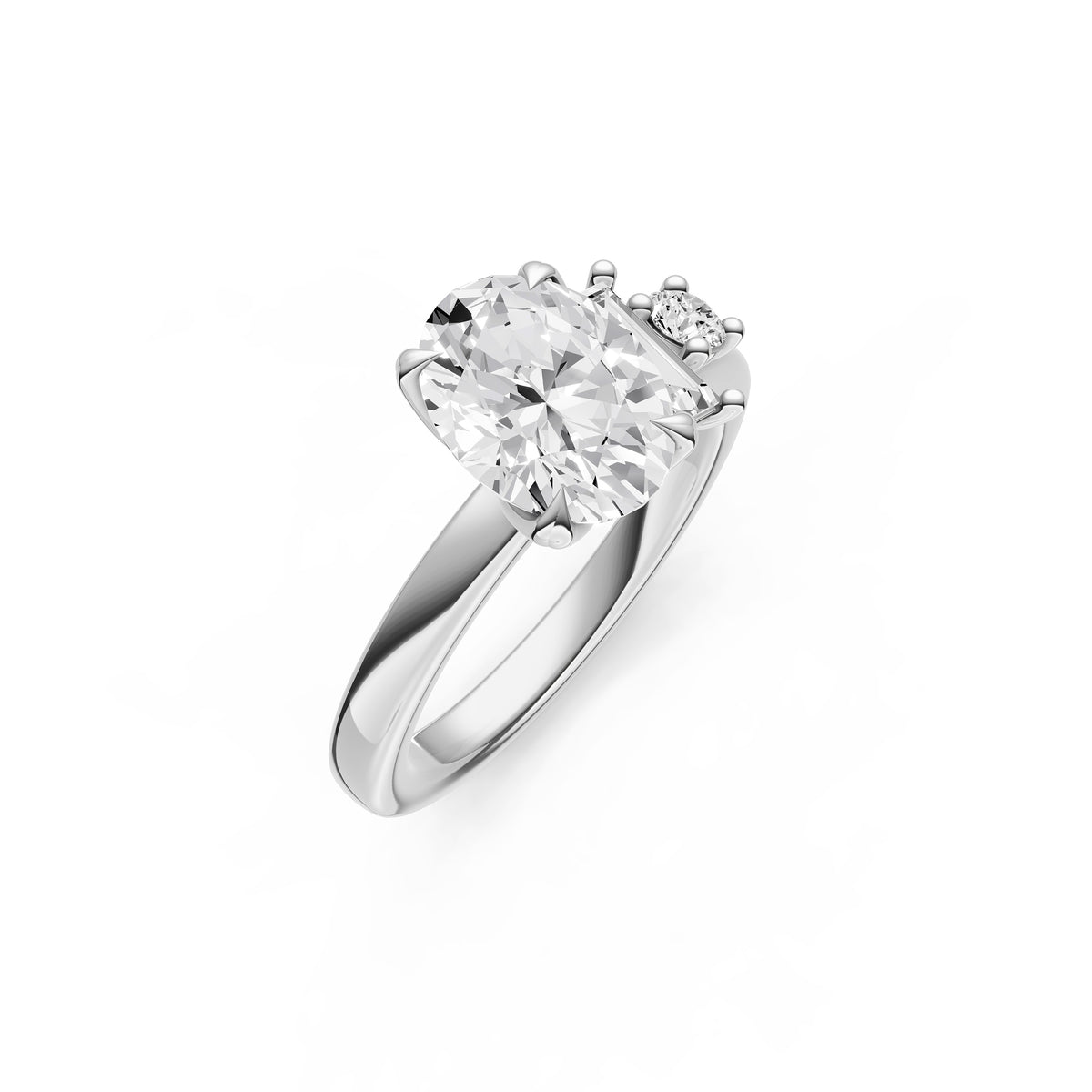 Tilted Asymmetrical Engagement Ring (Oval)