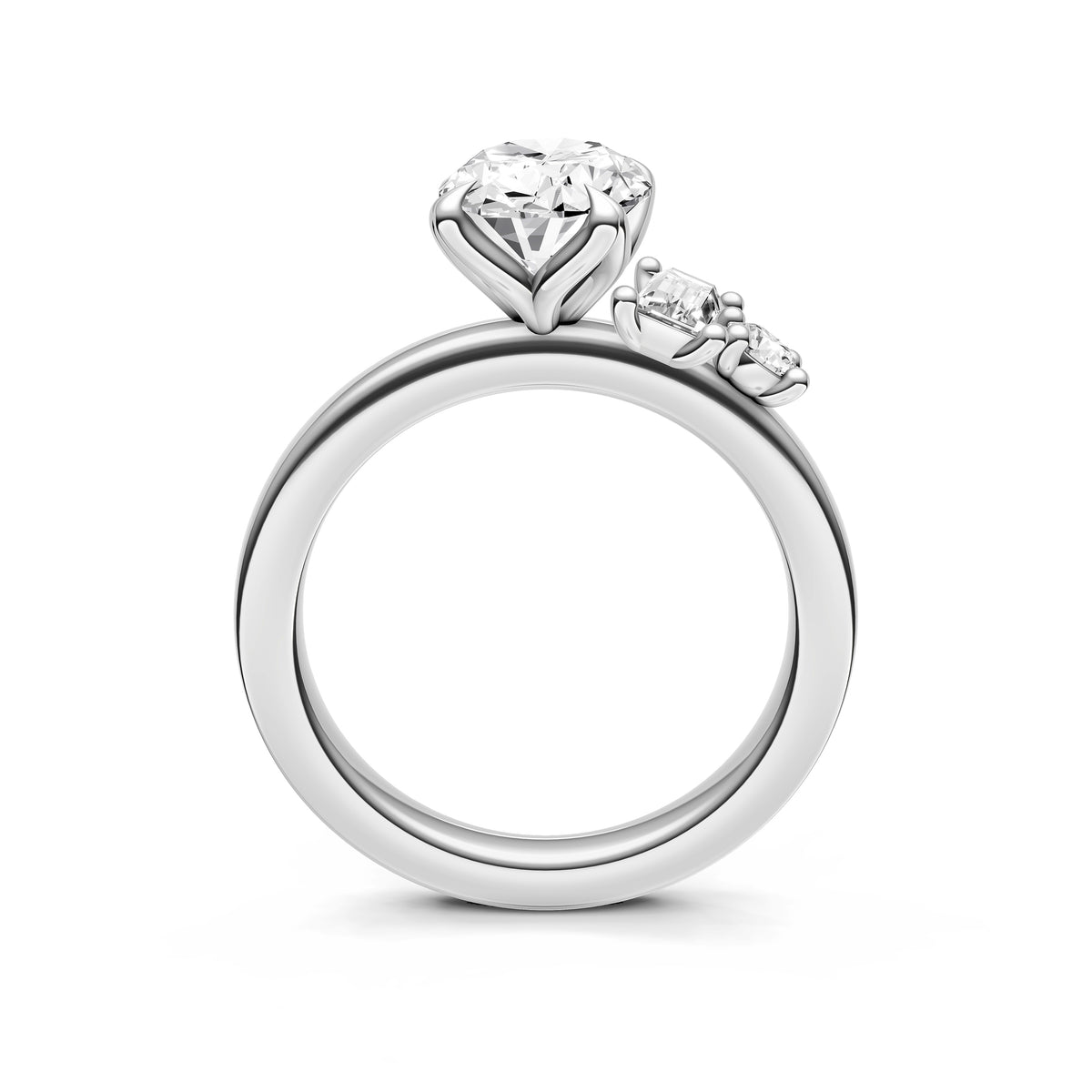 Tilted Asymmetrical Engagement Ring (Oval)