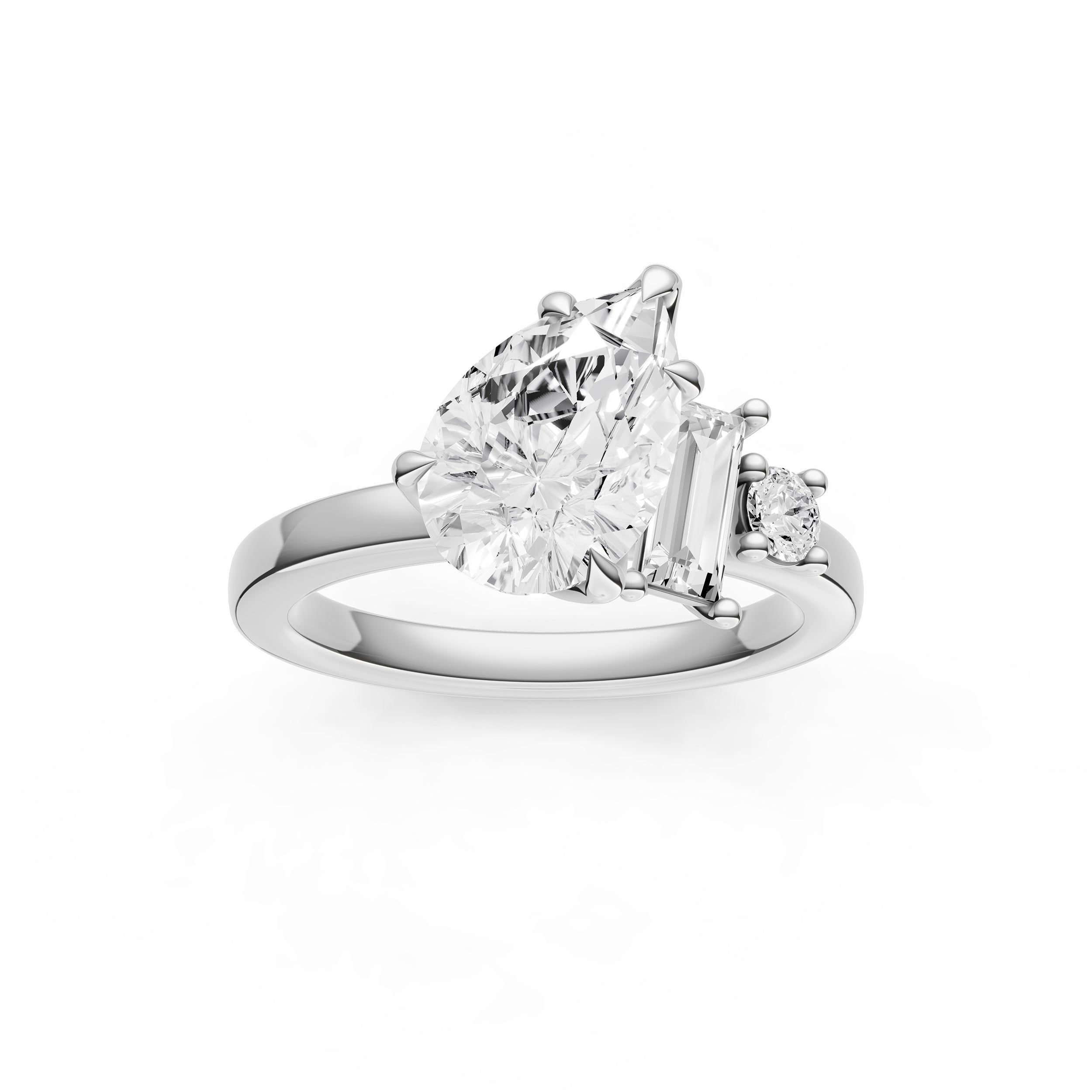 Tilted Asymmetrical Engagement Ring (Pear Shape)