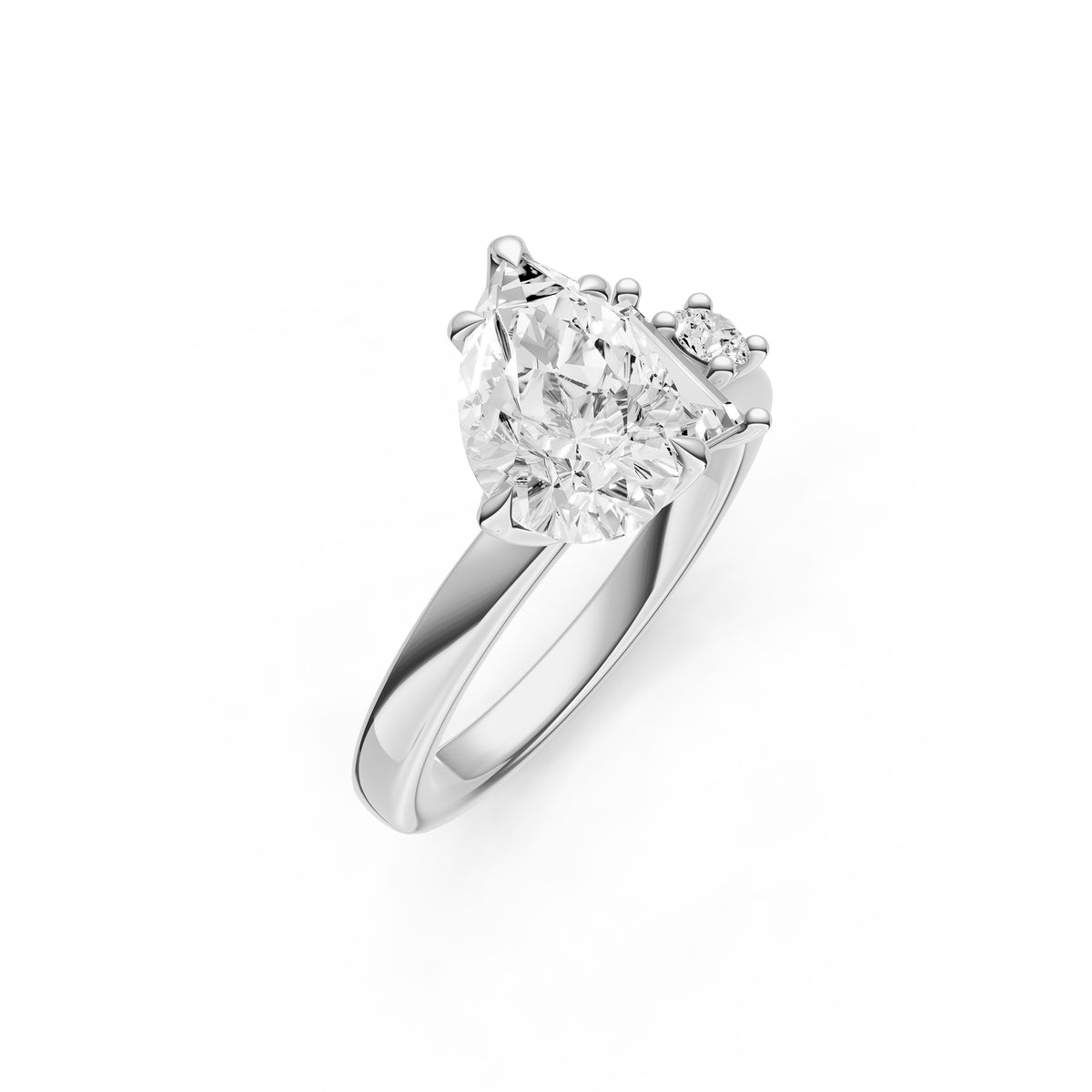 Tilted Asymmetrical Engagement Ring (Pear Shape)