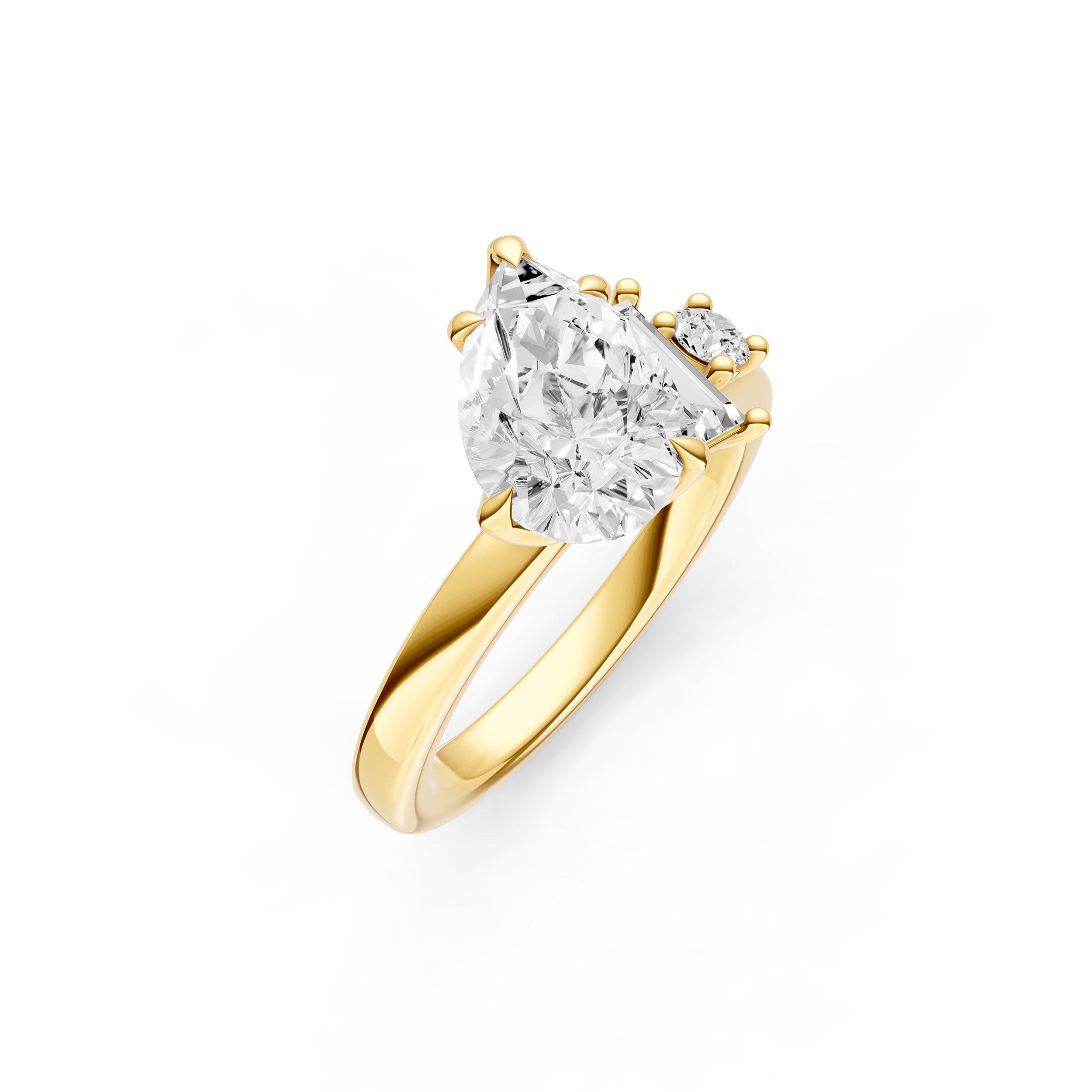 Tilted Asymmetrical Engagement Ring (Pear Shape)