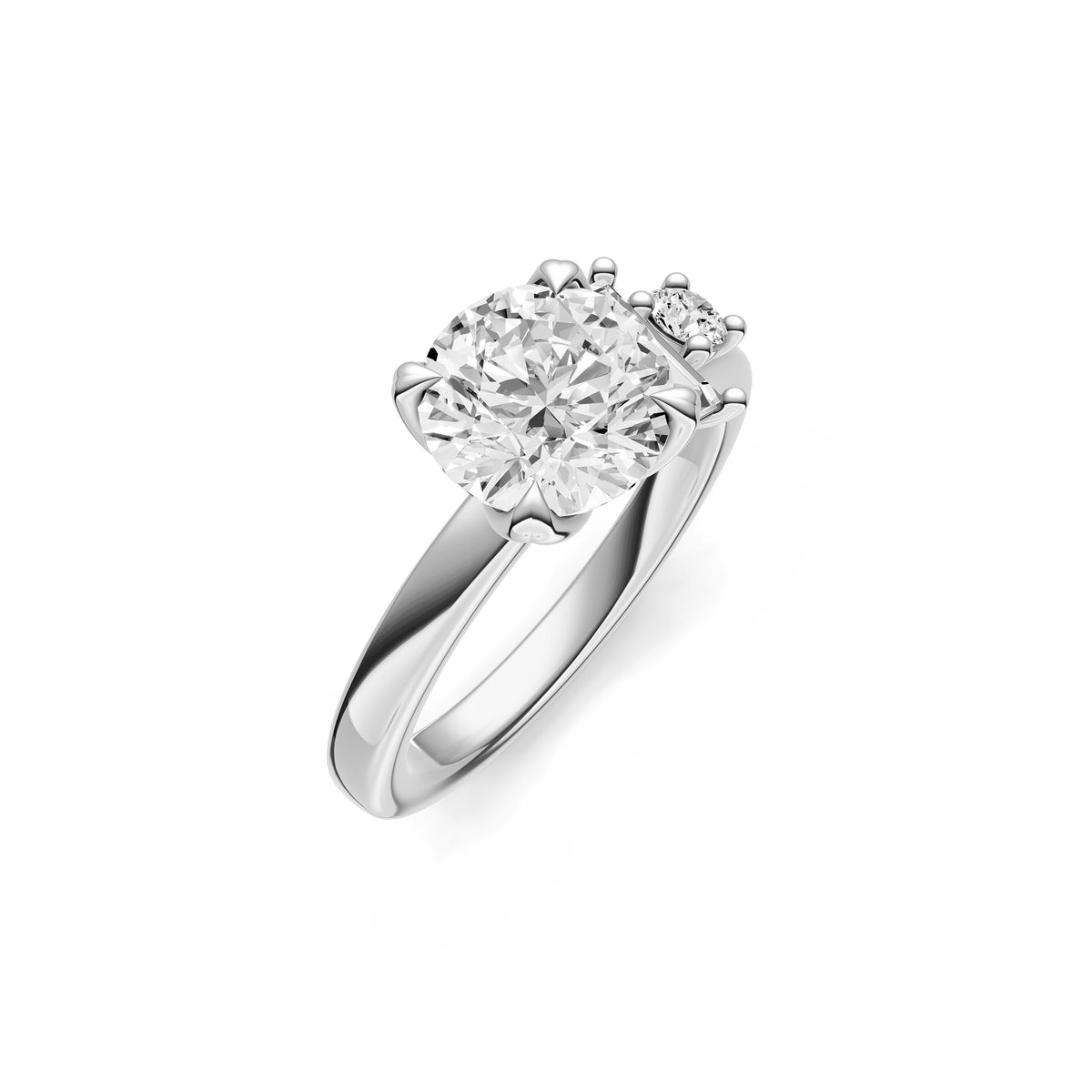 Tilted Asymmetrical Engagement Ring (Round)