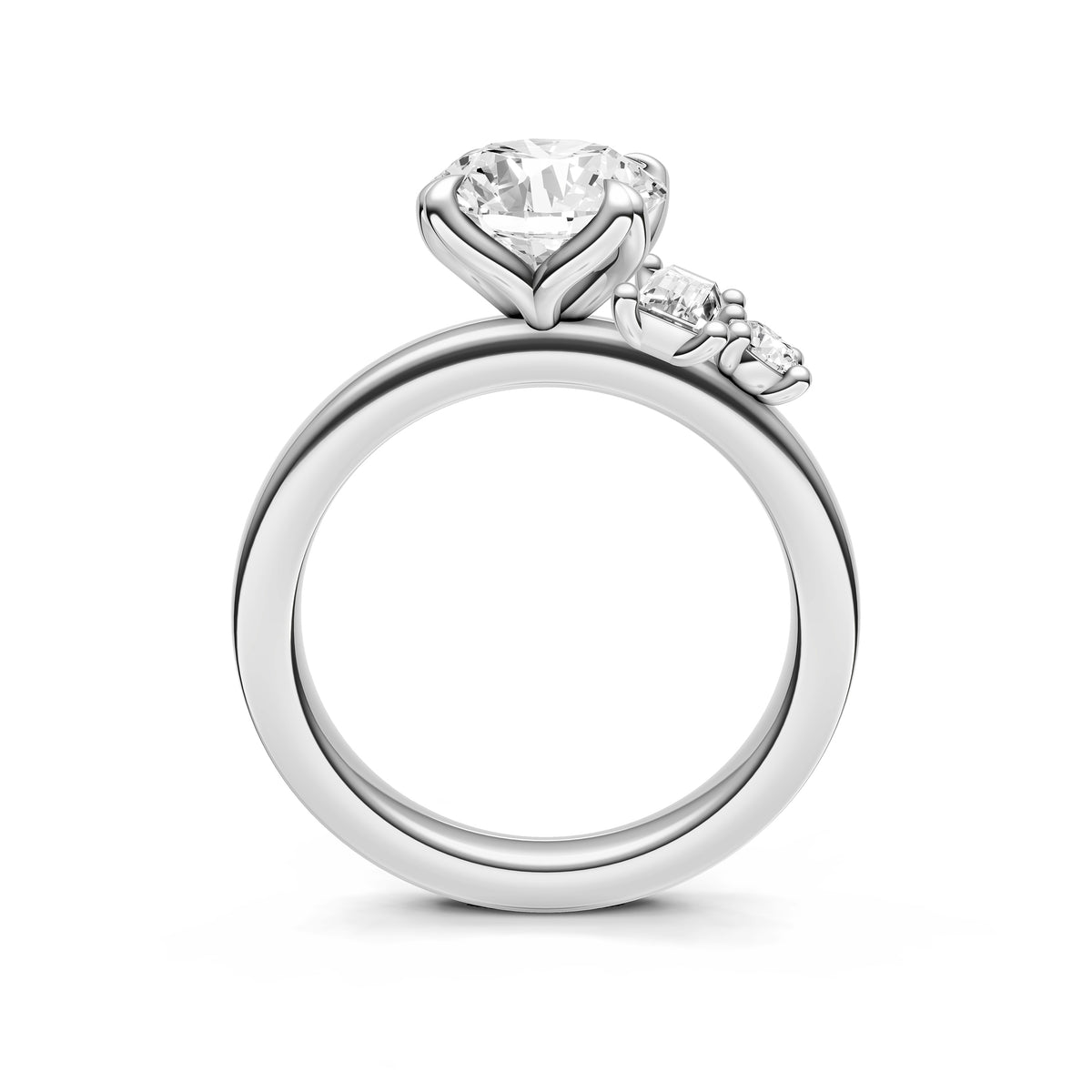 Tilted Asymmetrical Engagement Ring (Round)