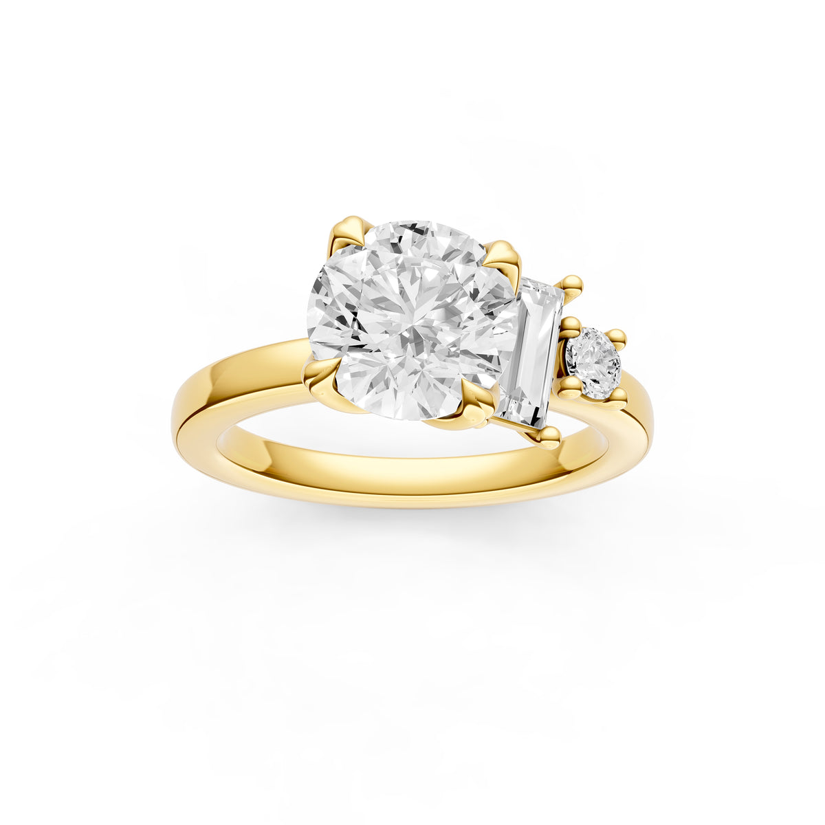 Tilted Asymmetrical Engagement Ring (Round)