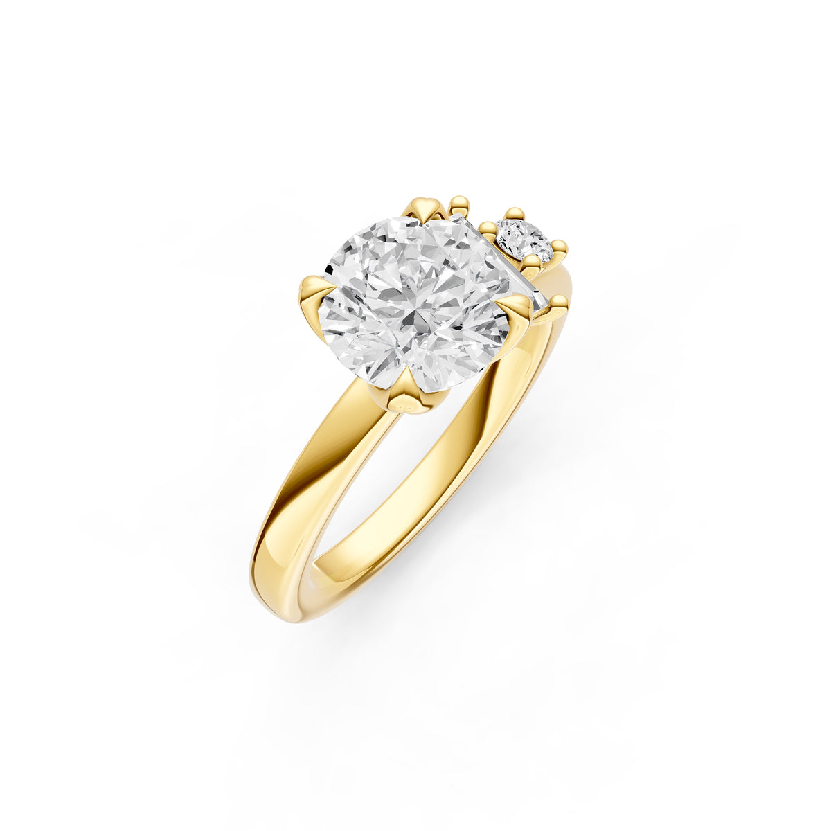 Tilted Asymmetrical Engagement Ring (Round)