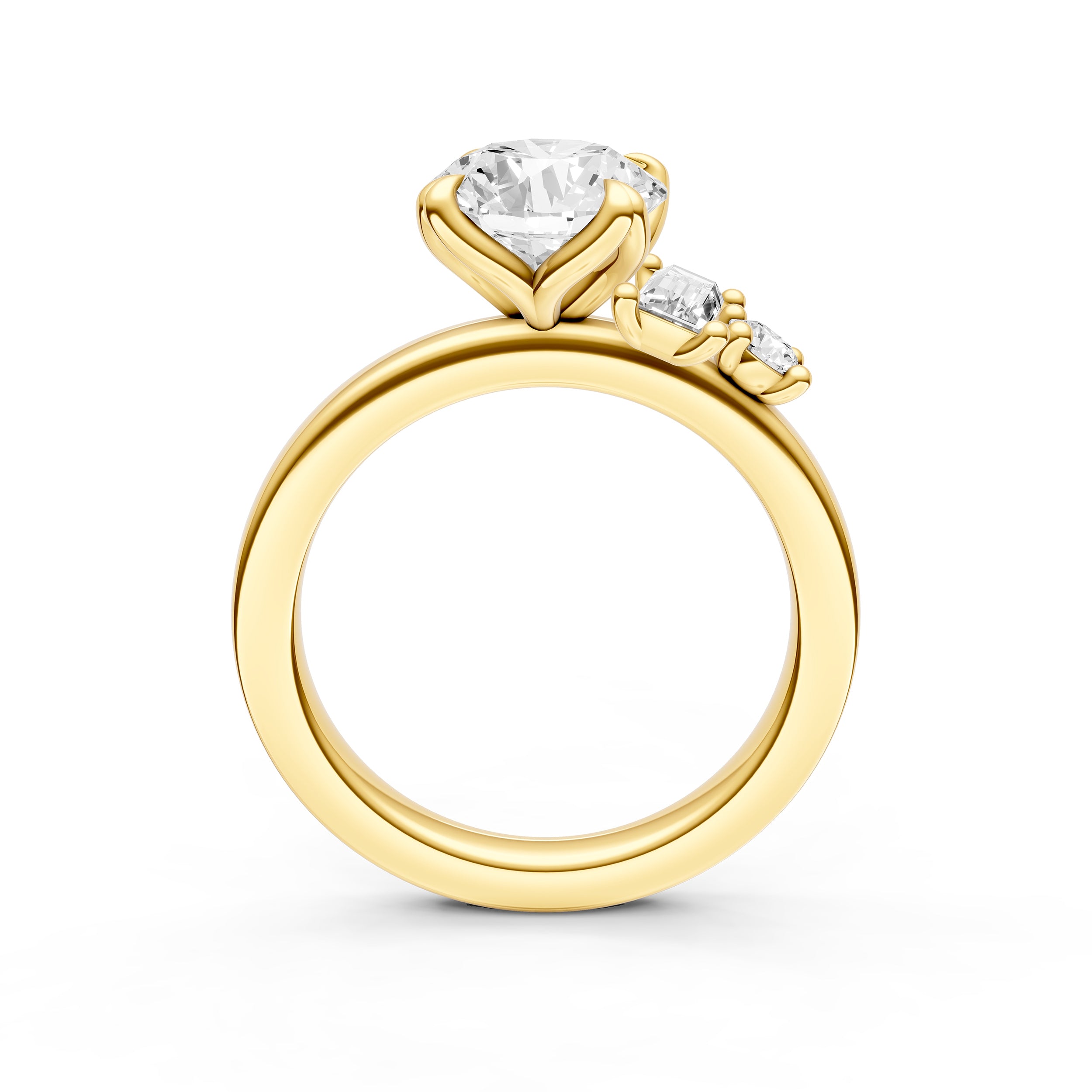 Tilted Asymmetrical Engagement Ring (Round)