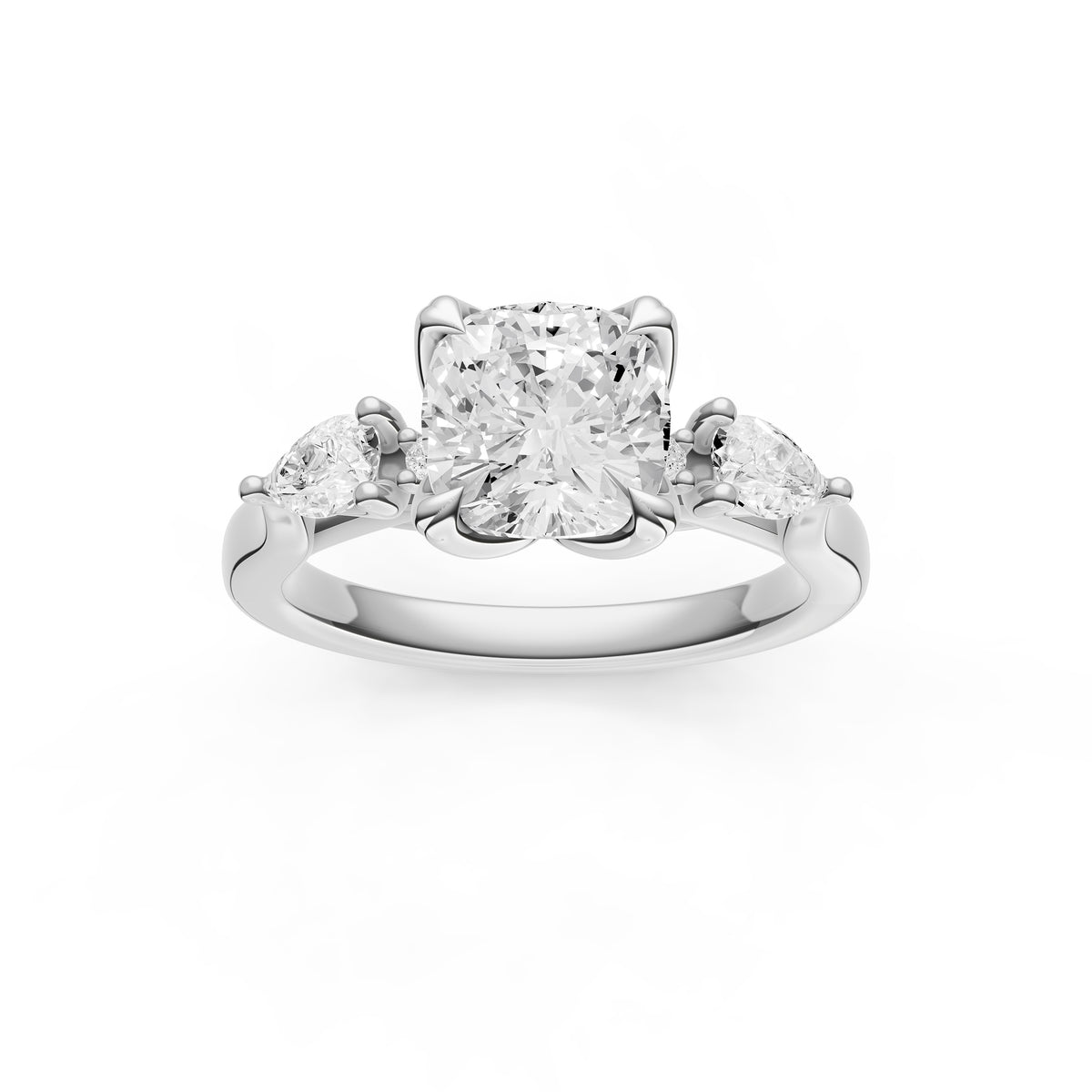 3 Stone Petal Engagement Ring (Cushion)