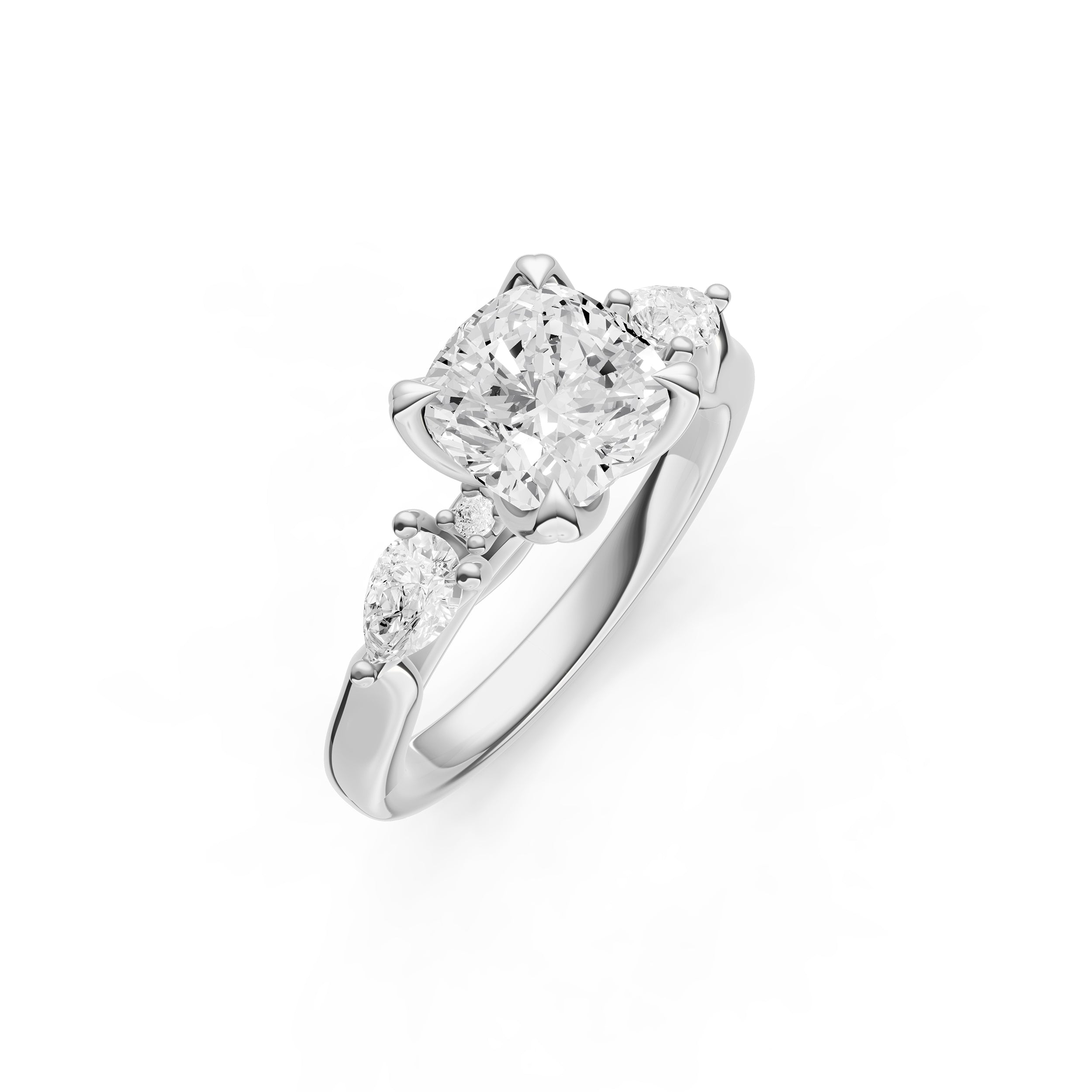 3 Stone Petal Engagement Ring (Cushion)