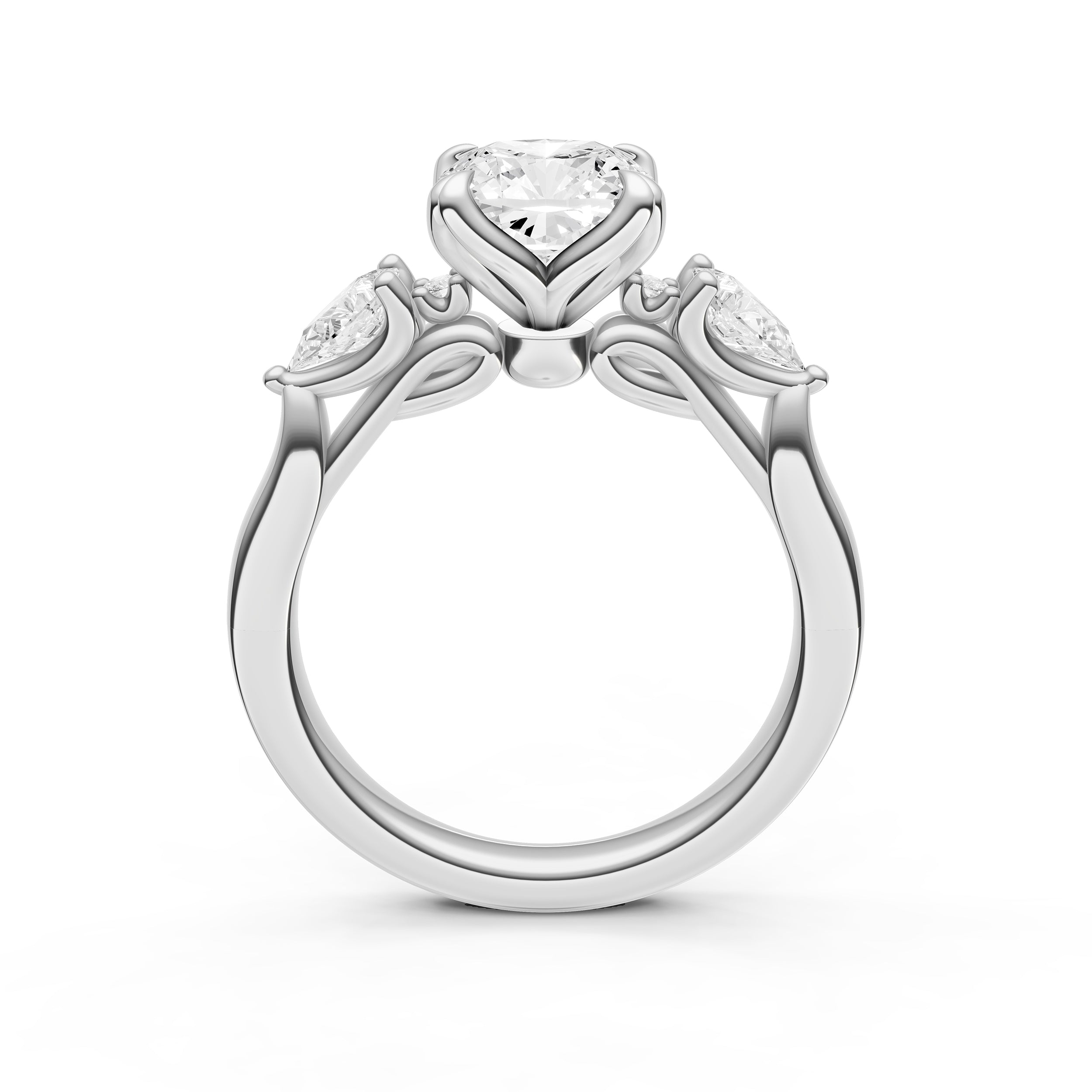 3 Stone Petal Engagement Ring (Cushion)
