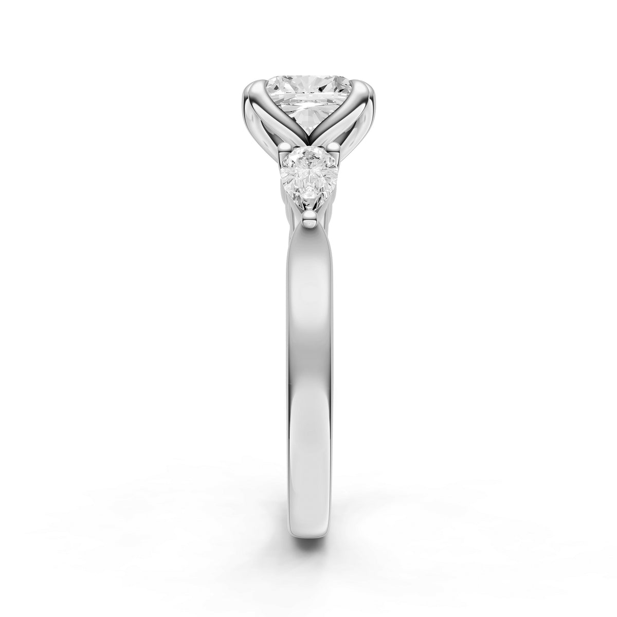 3 Stone Petal Engagement Ring (Cushion)