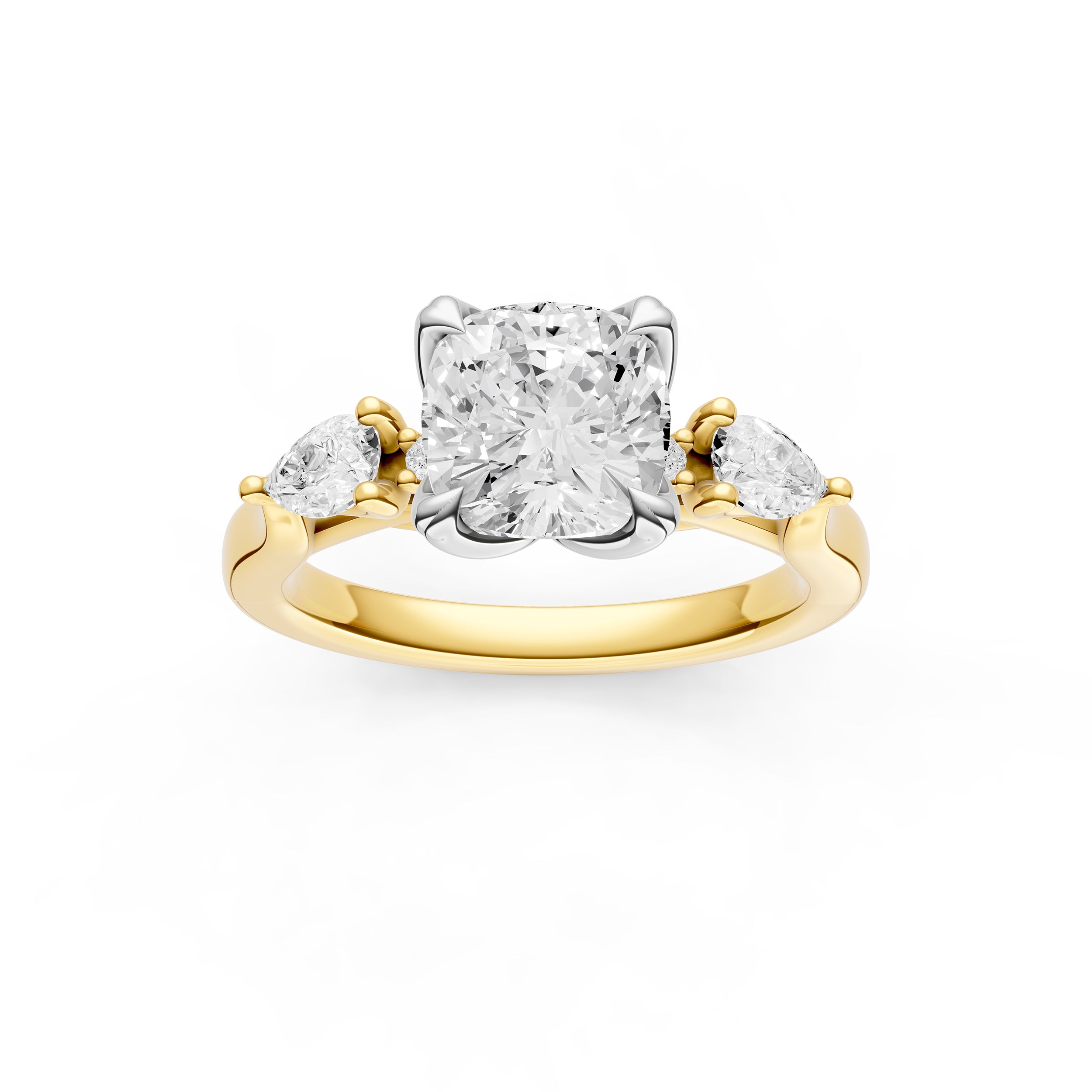 3 Stone Petal Engagement Ring (Cushion)