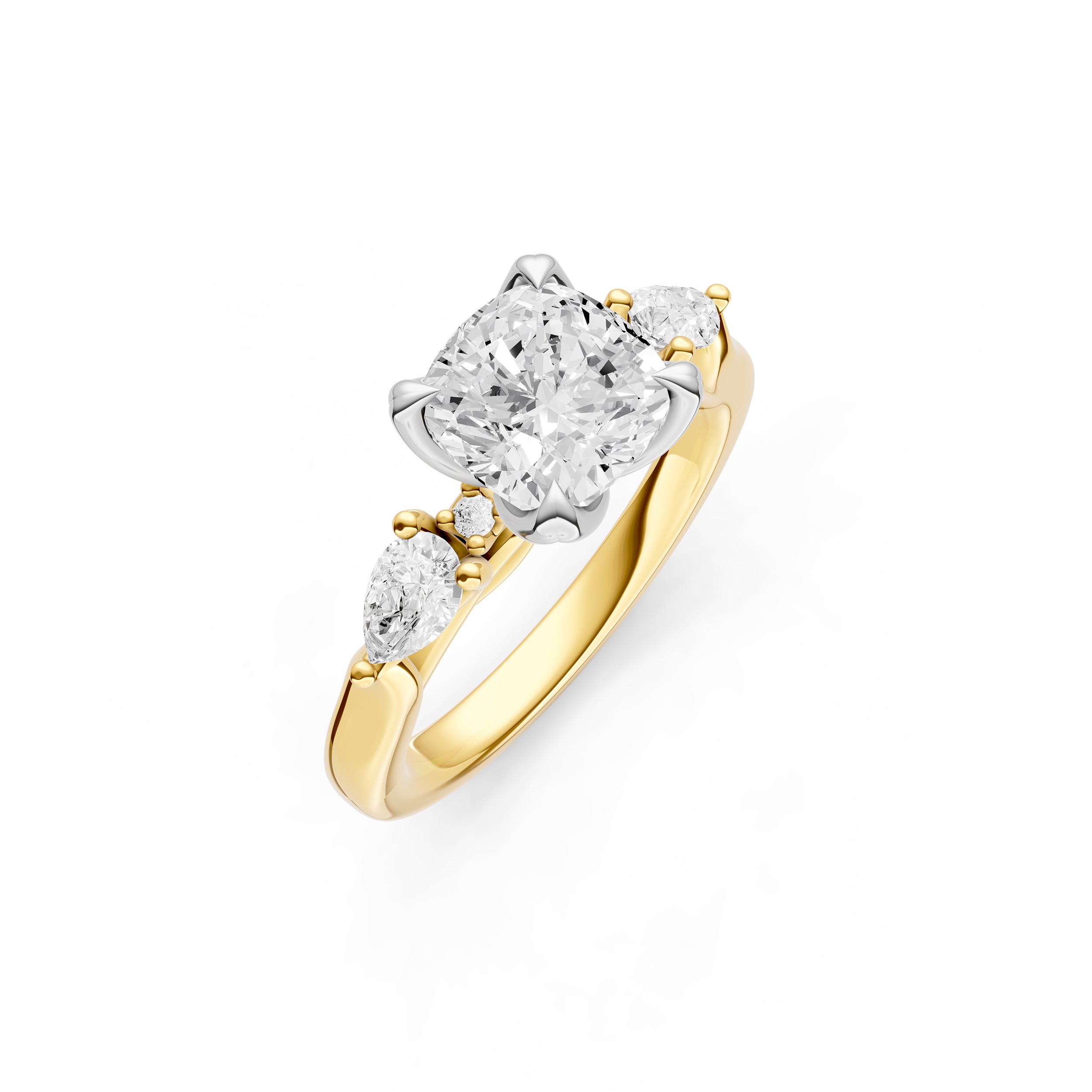 3 Stone Petal Engagement Ring (Cushion)