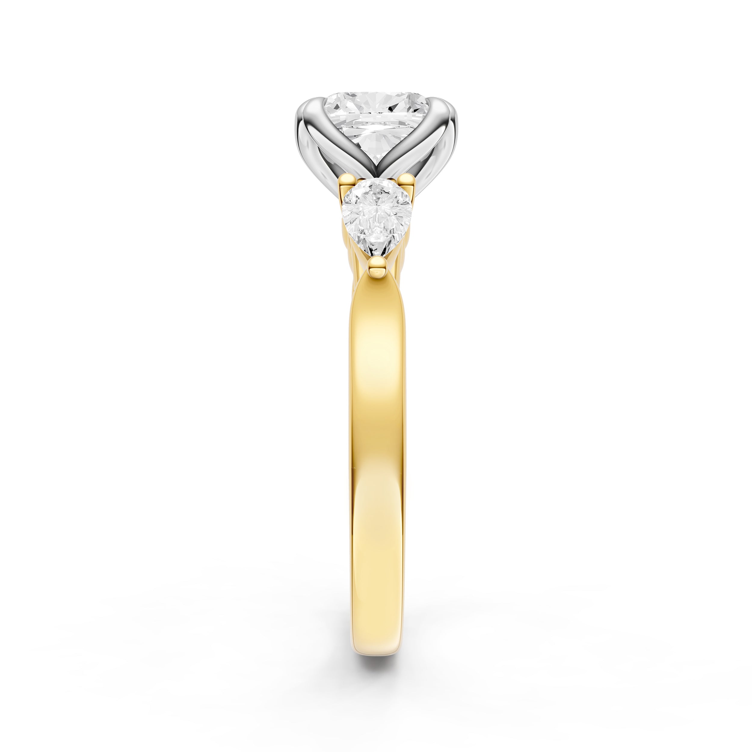 3 Stone Petal Engagement Ring (Cushion)