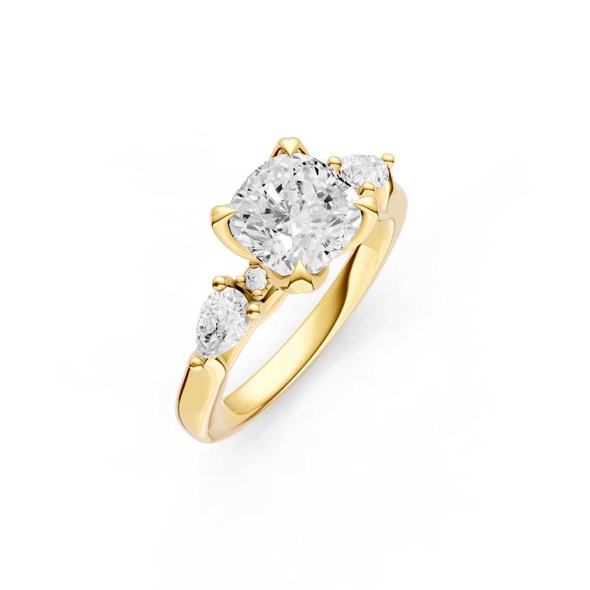 3 Stone Petal Engagement Ring (Cushion)
