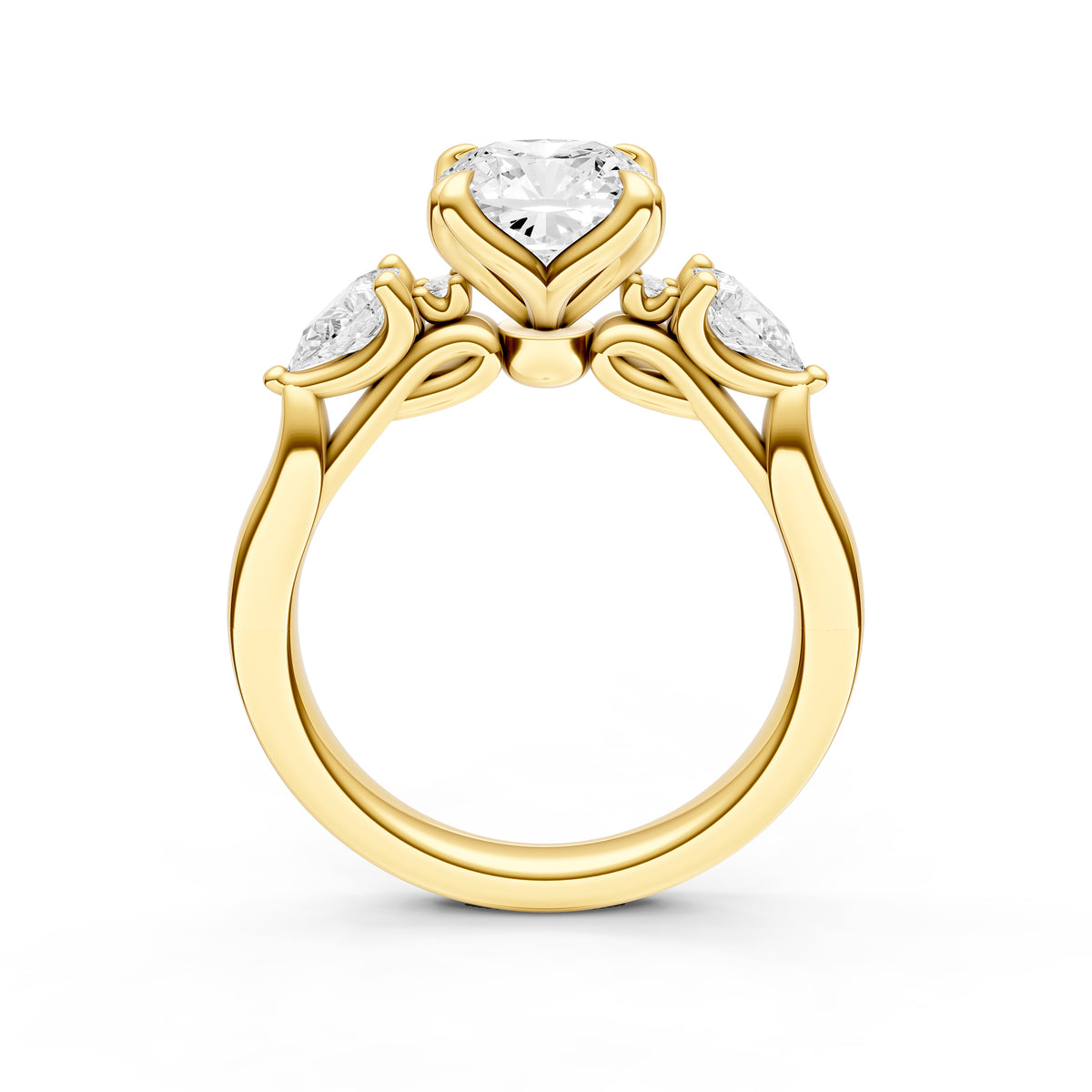 3 Stone Petal Engagement Ring (Cushion)