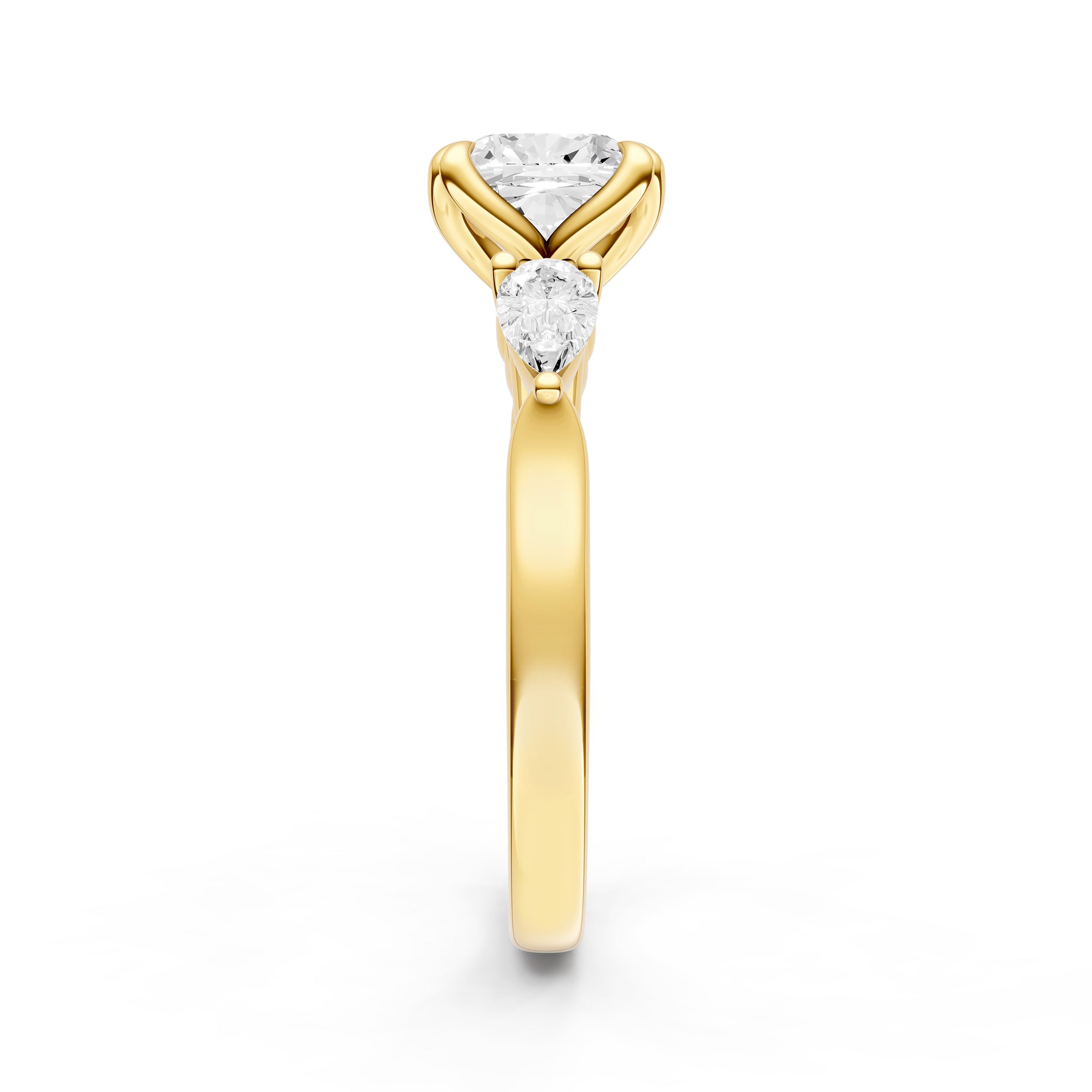 3 Stone Petal Engagement Ring (Cushion)