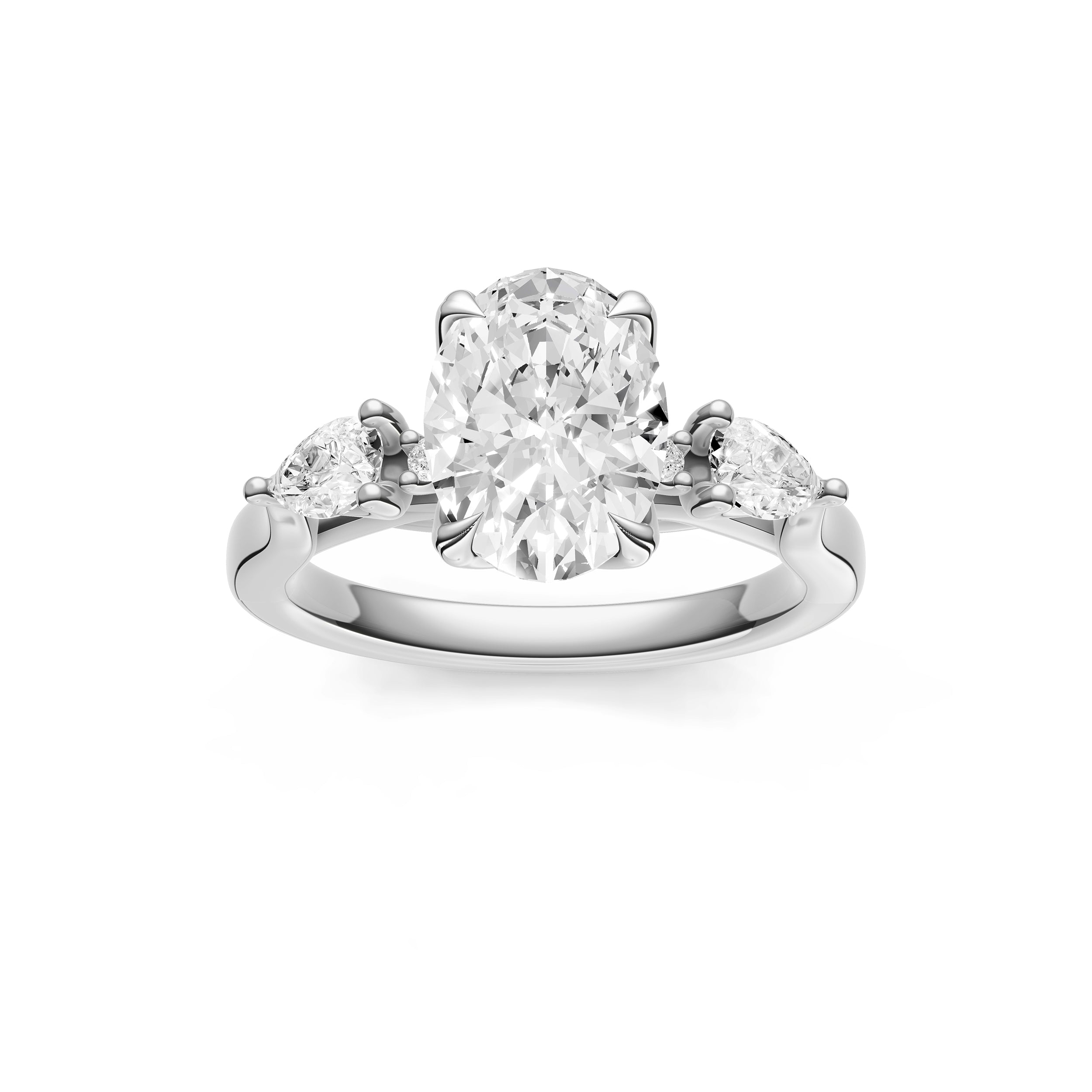 3 Stone Petal Engagement Ring (Oval)