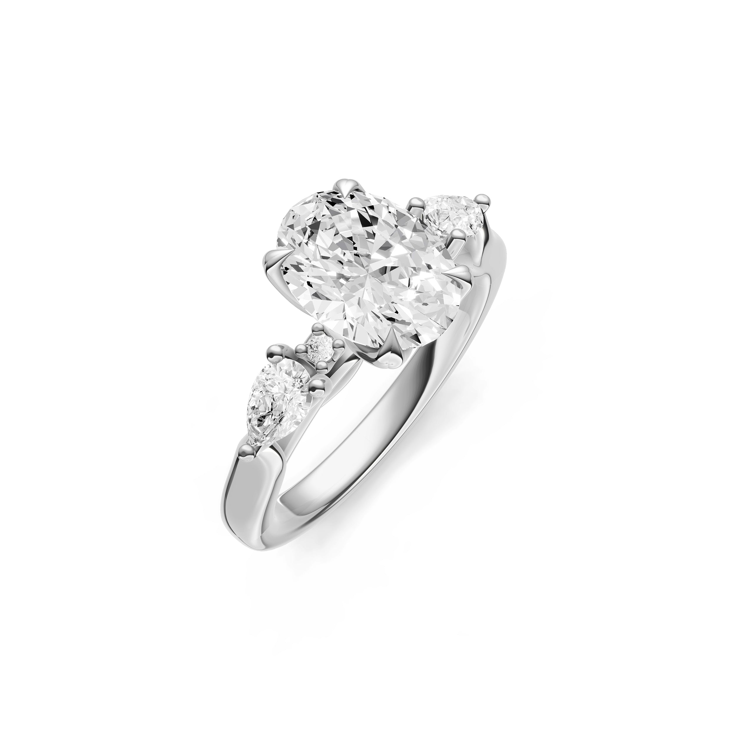 3 Stone Petal Engagement Ring (Oval)