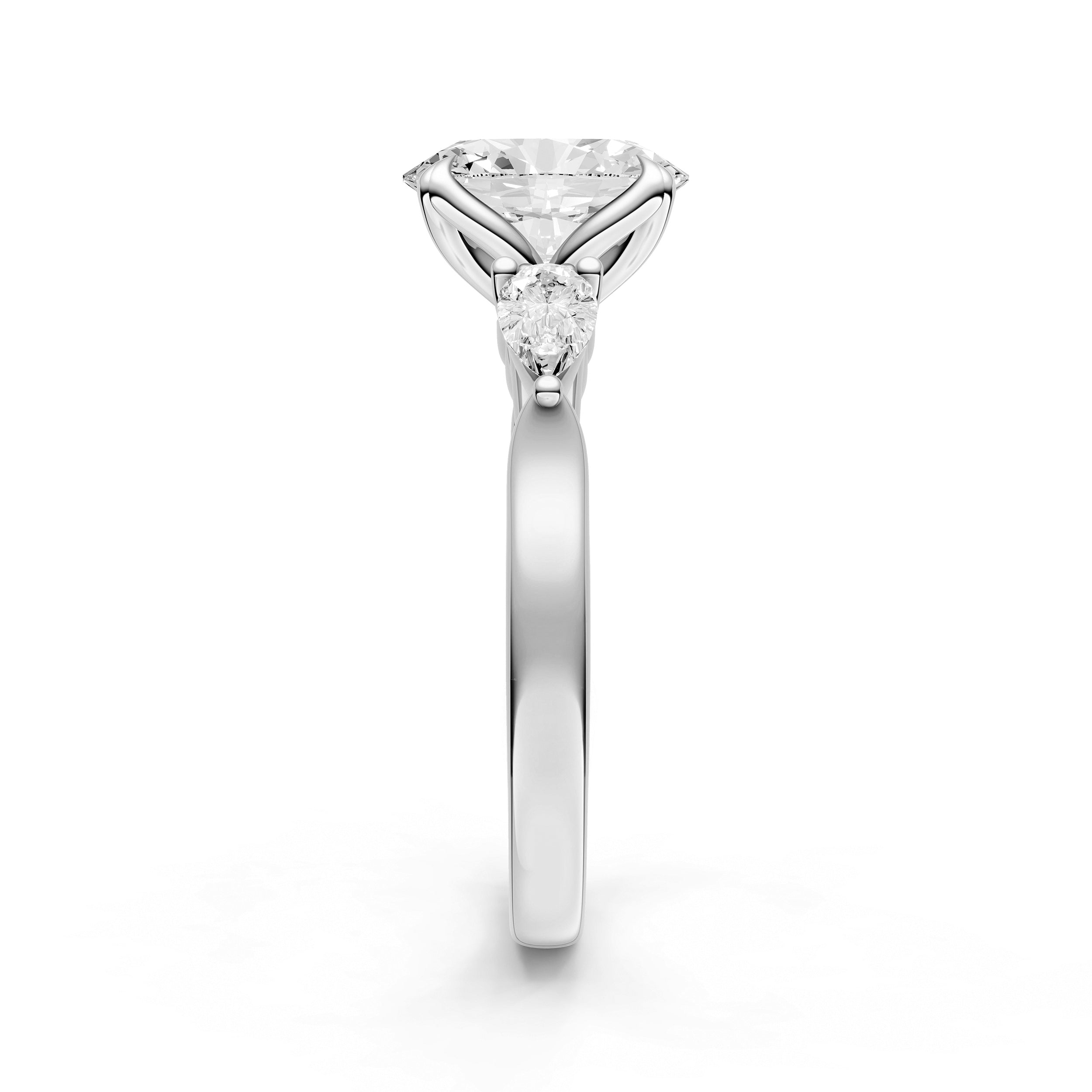 3 Stone Petal Engagement Ring (Oval)