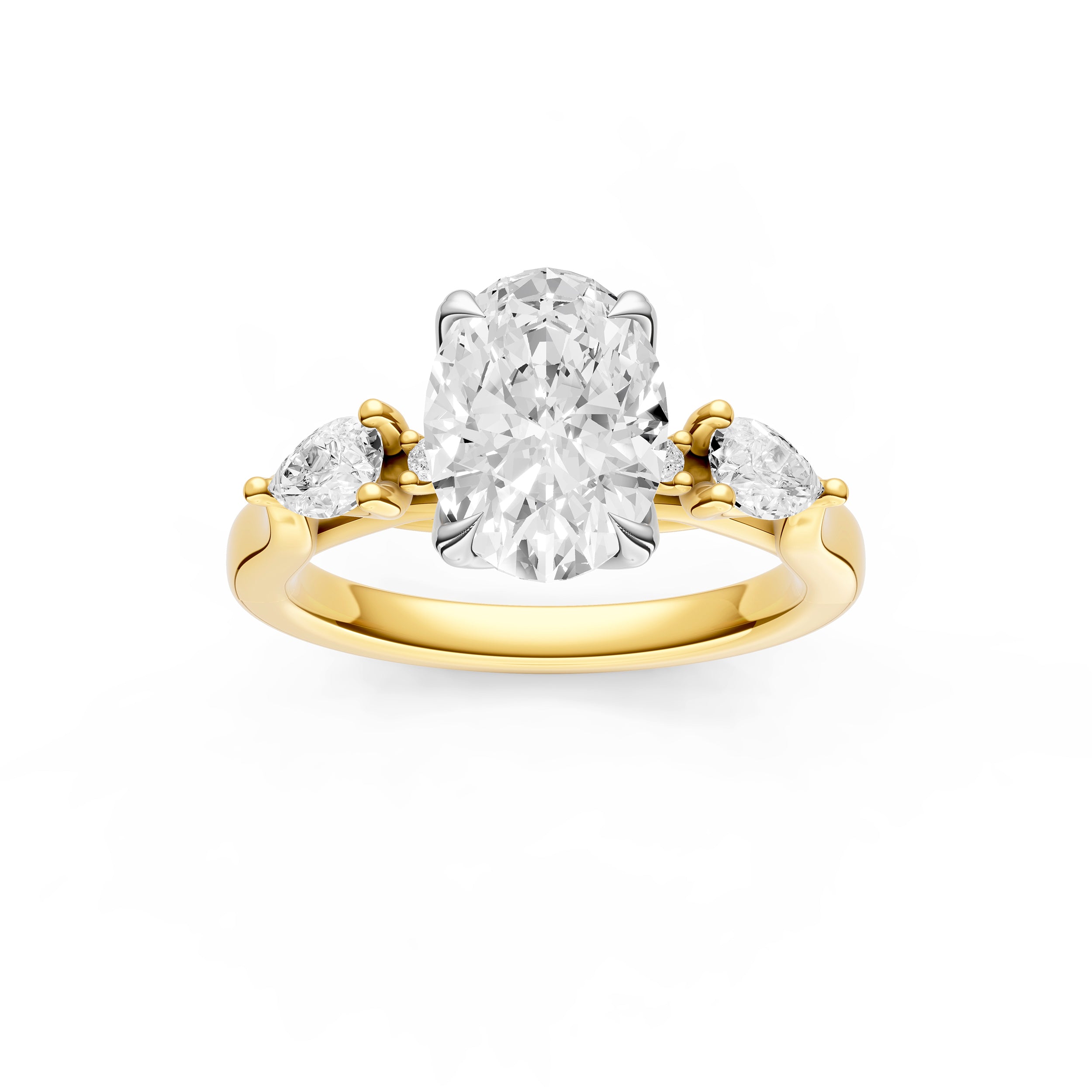 3 Stone Petal Engagement Ring (Oval)