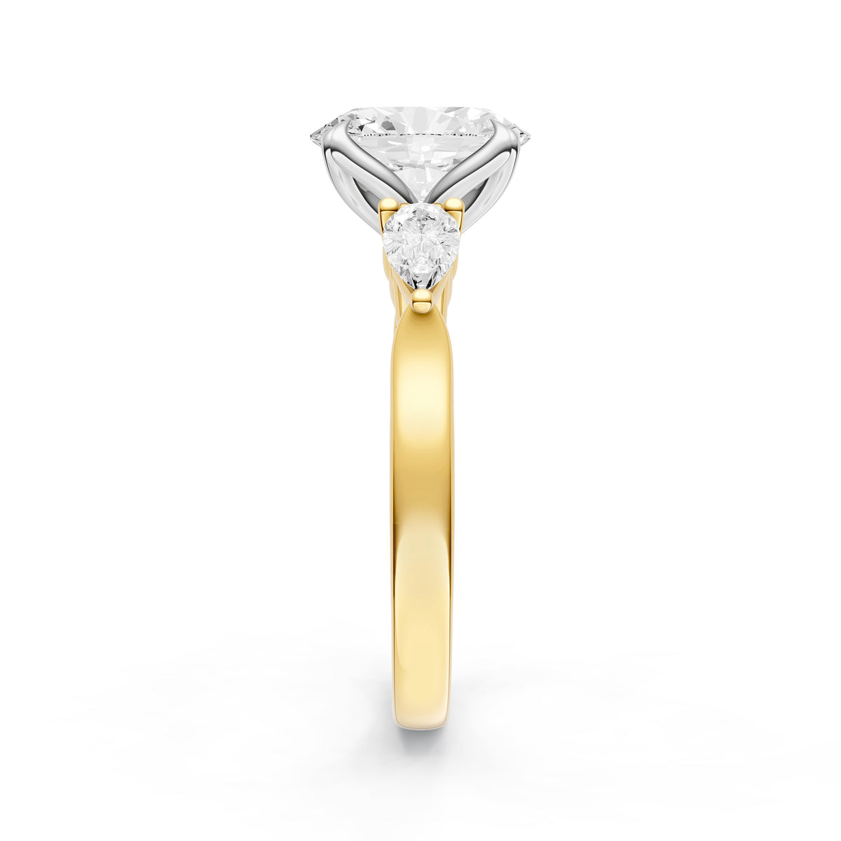 3 Stone Petal Engagement Ring (Oval)