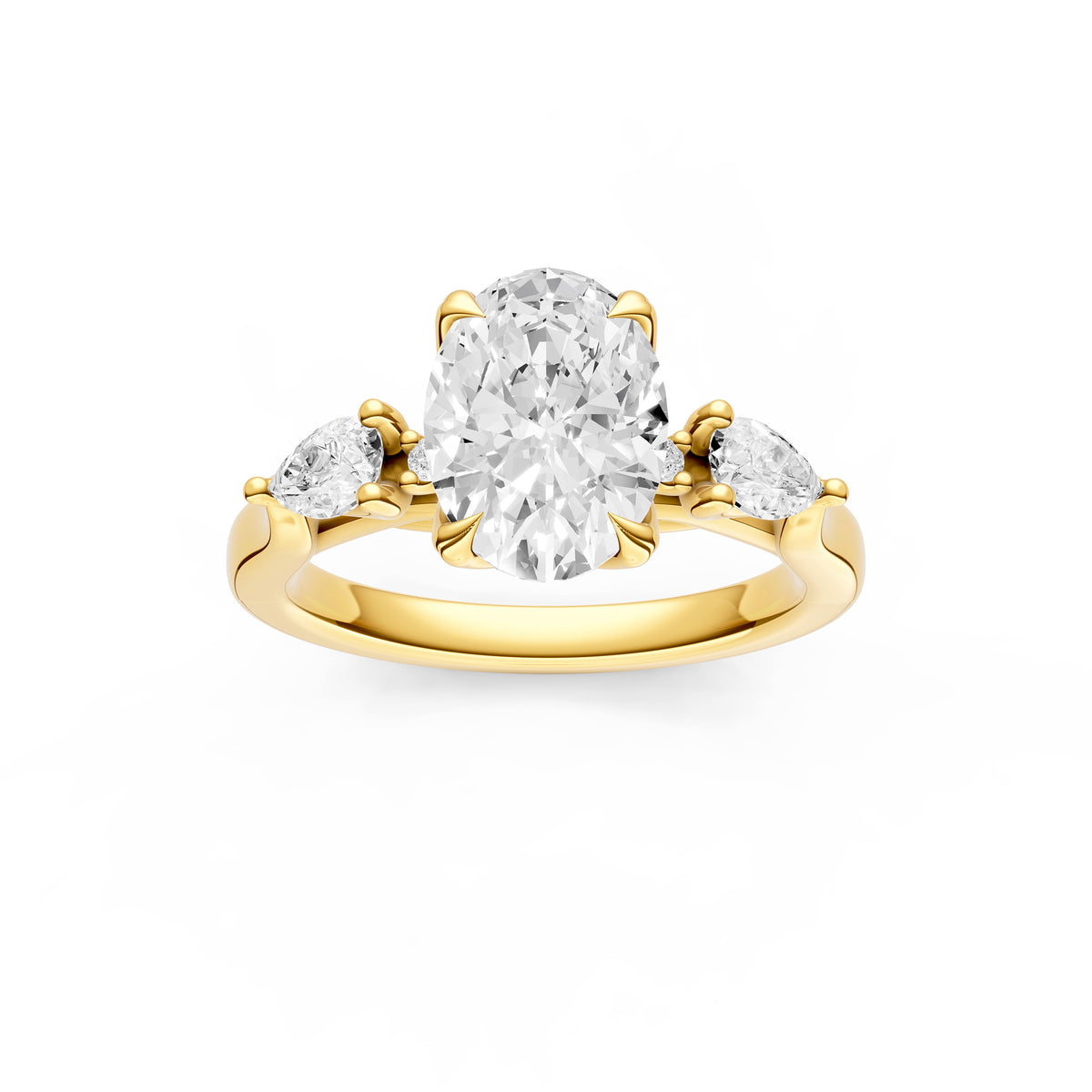 3 Stone Petal Engagement Ring (Oval)