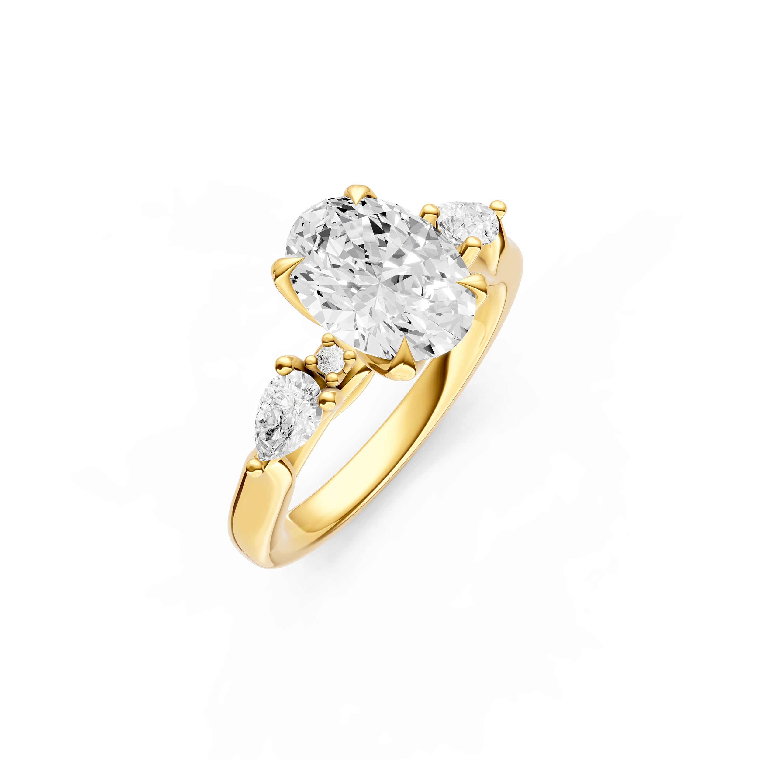 3 Stone Petal Engagement Ring (Oval)