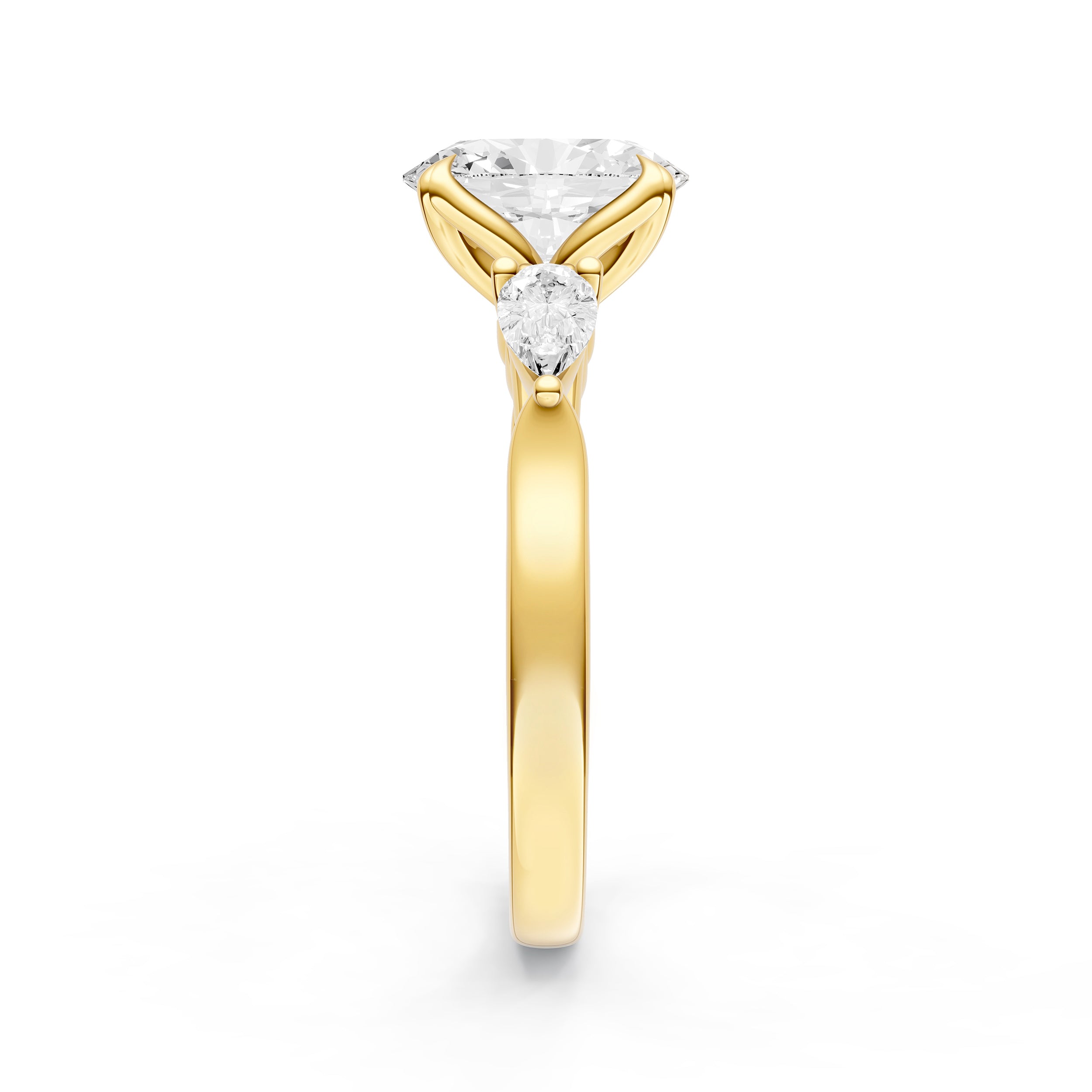 3 Stone Petal Engagement Ring (Oval)