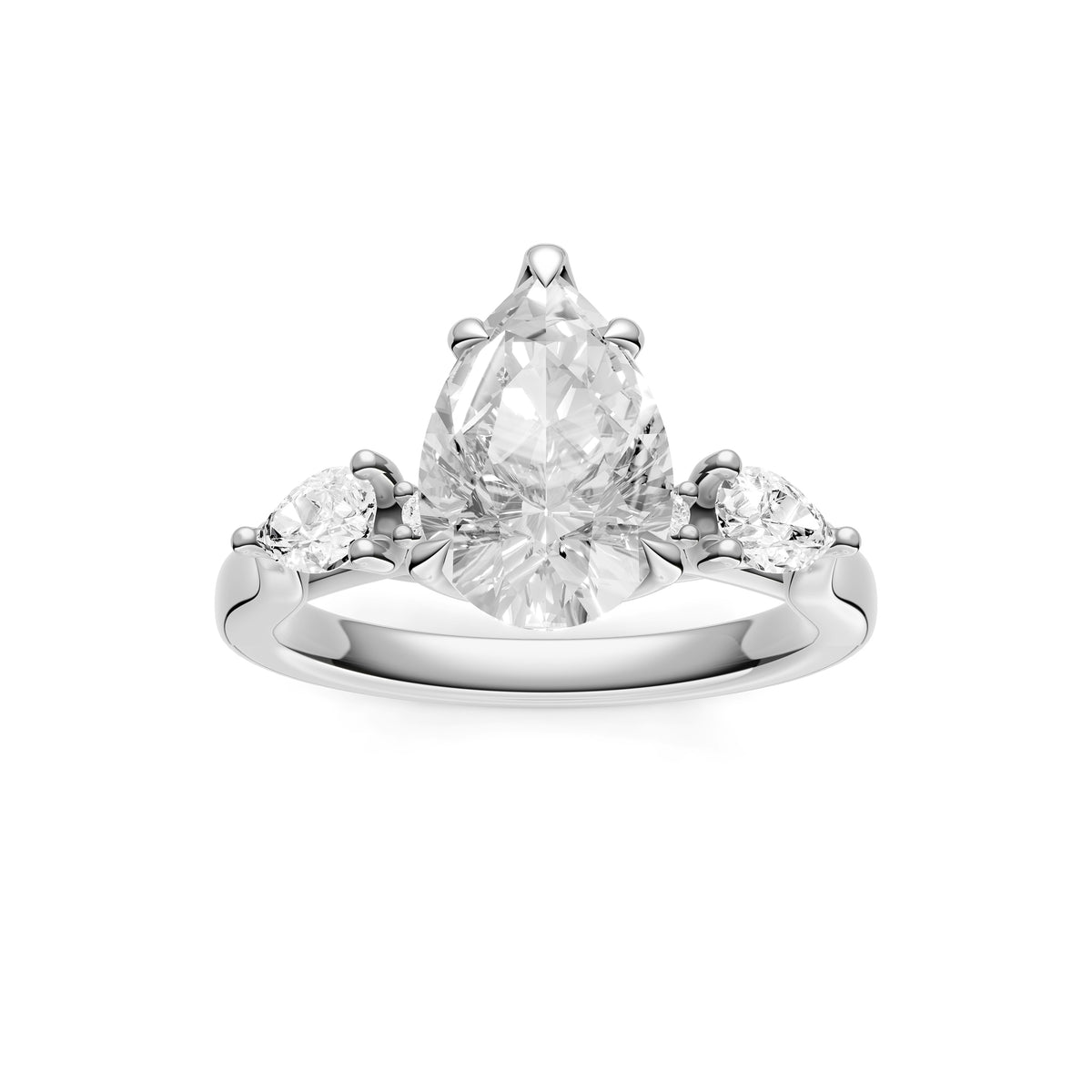 3 Stone Petal Engagement Ring (Pear Shape)
