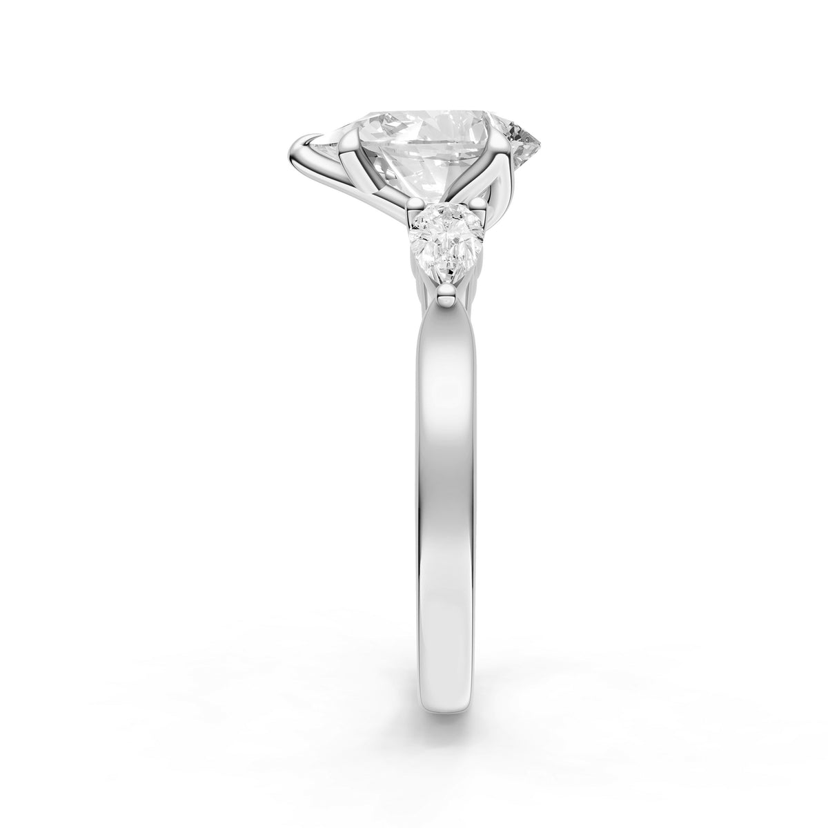 3 Stone Petal Engagement Ring (Pear Shape)