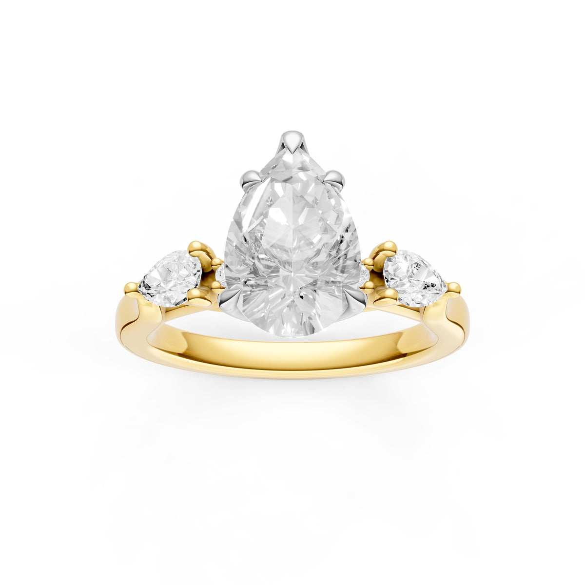3 Stone Petal Engagement Ring (Pear Shape)