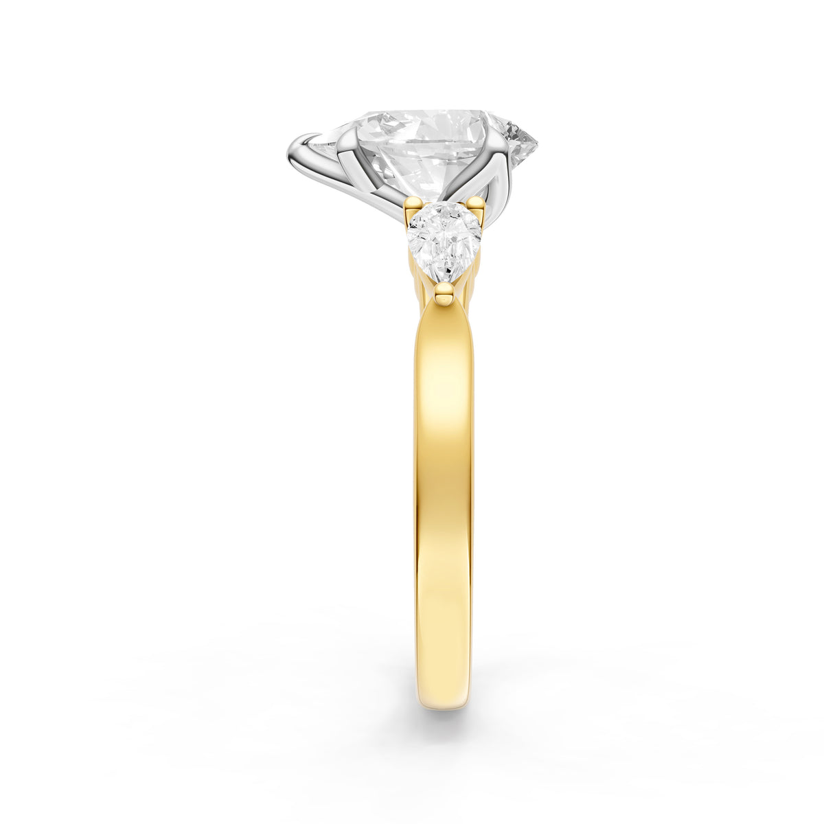 3 Stone Petal Engagement Ring (Pear Shape)
