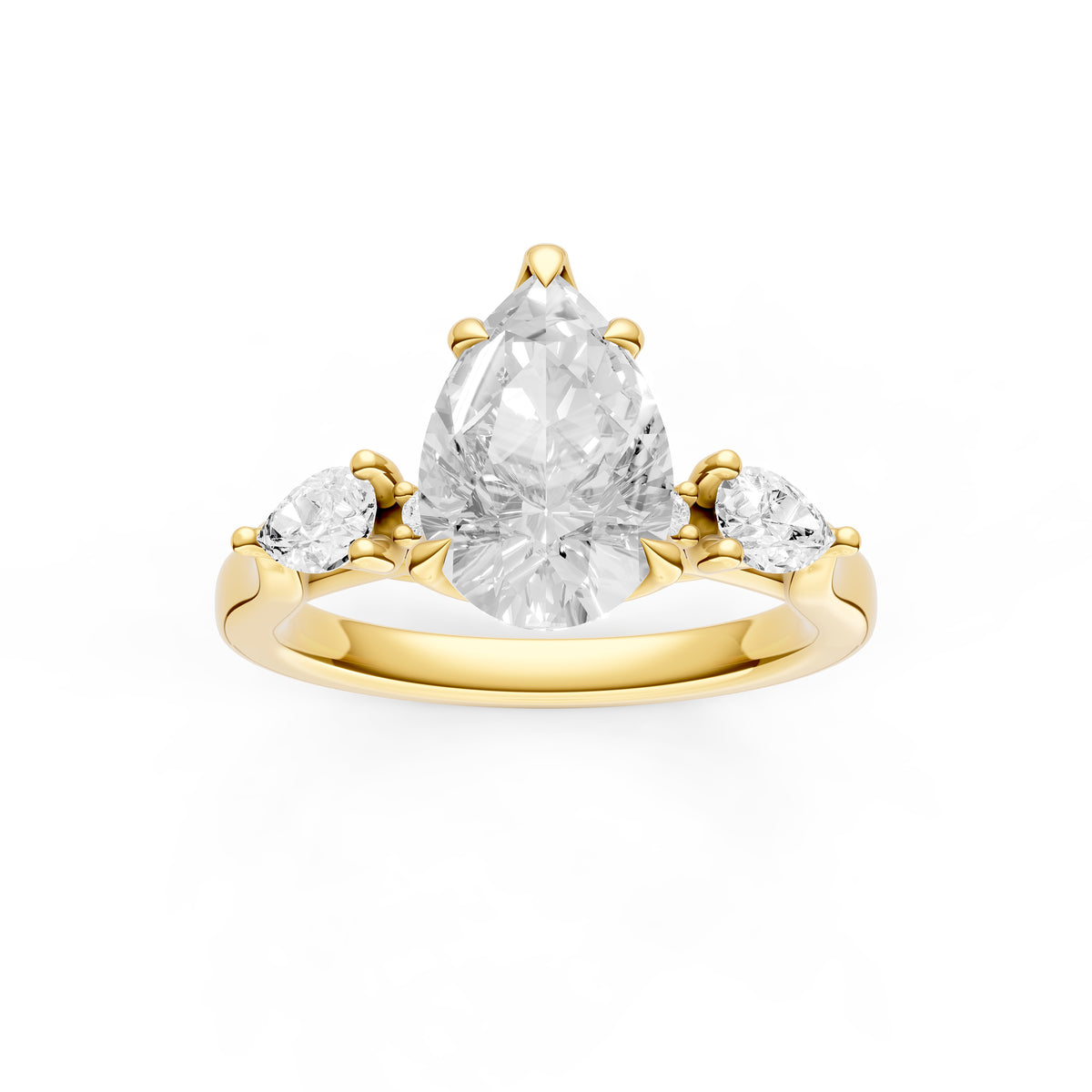 3 Stone Petal Engagement Ring (Pear Shape)