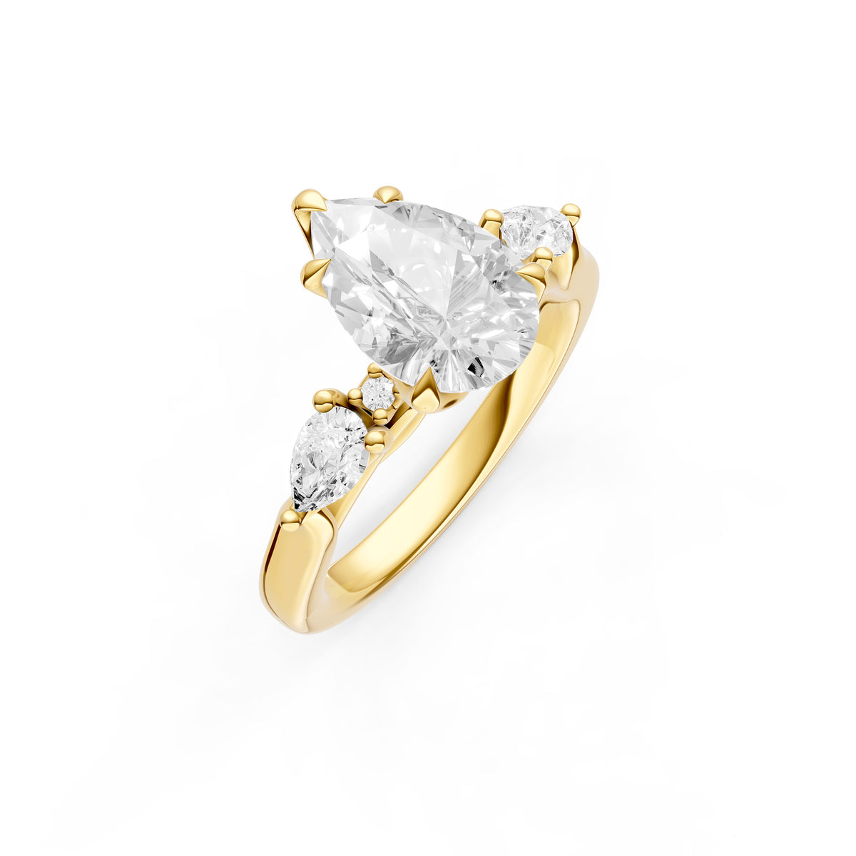 3 Stone Petal Engagement Ring (Pear Shape)