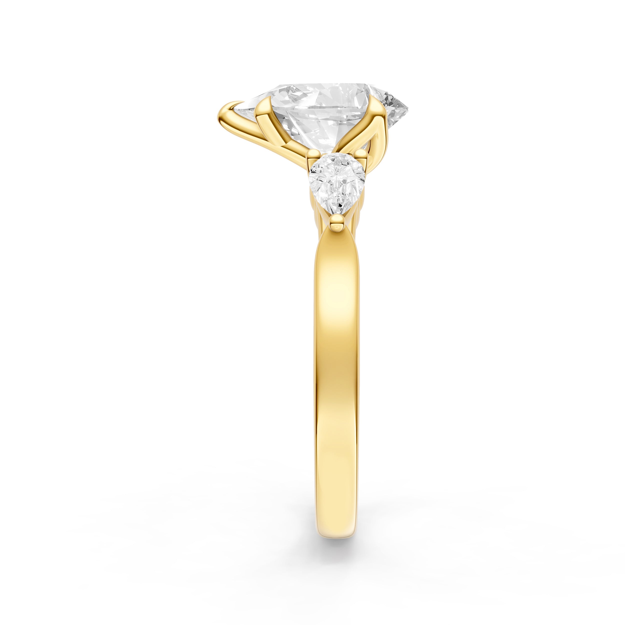 3 Stone Petal Engagement Ring (Pear Shape)
