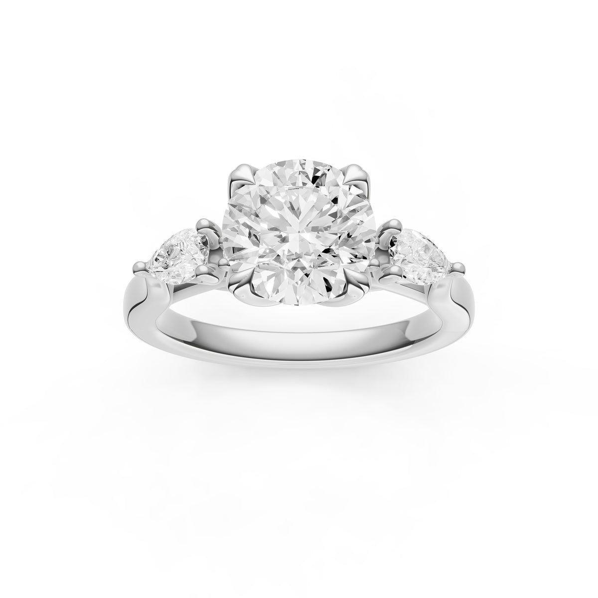 3 Stone Petal Engagement Ring (Round)