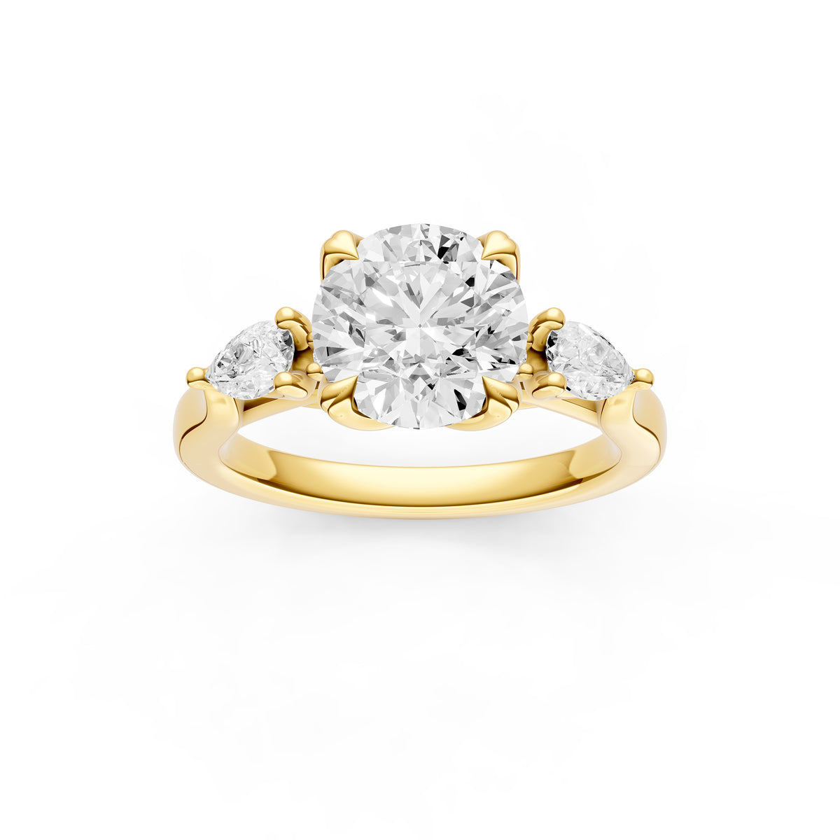 3 Stone Petal Engagement Ring (Round)