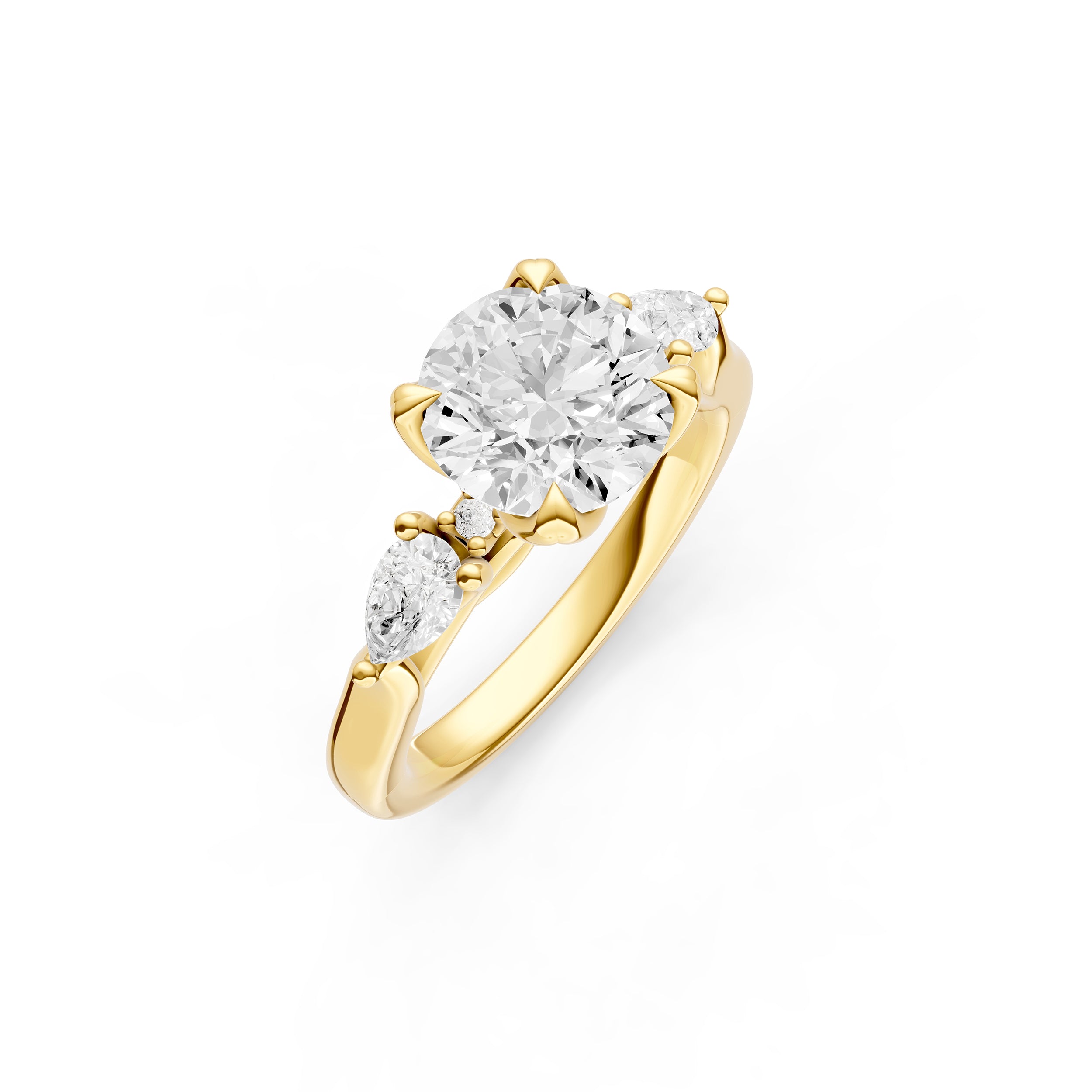 3 Stone Petal Engagement Ring (Round)