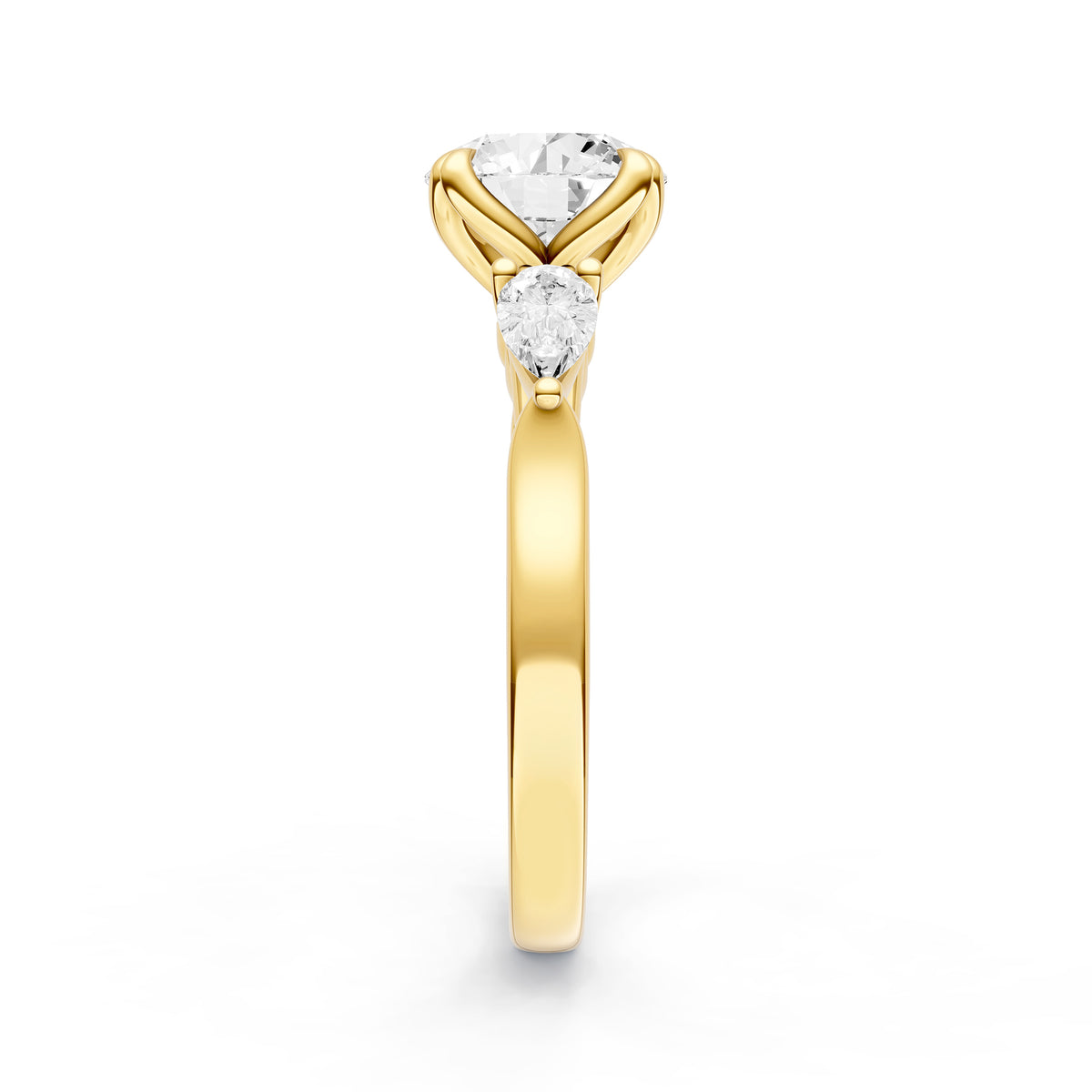 3 Stone Petal Engagement Ring (Round)