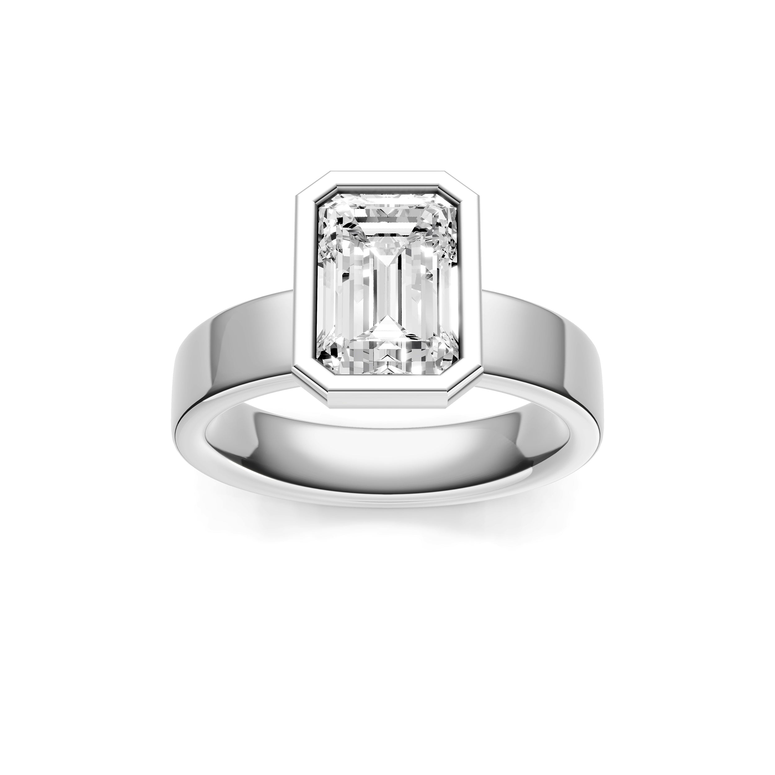 Petal Bezel Wide Engagement Ring (Emerald Cut) Birmingham Jewelry Engagement Ring Birmingham Jewelry 
