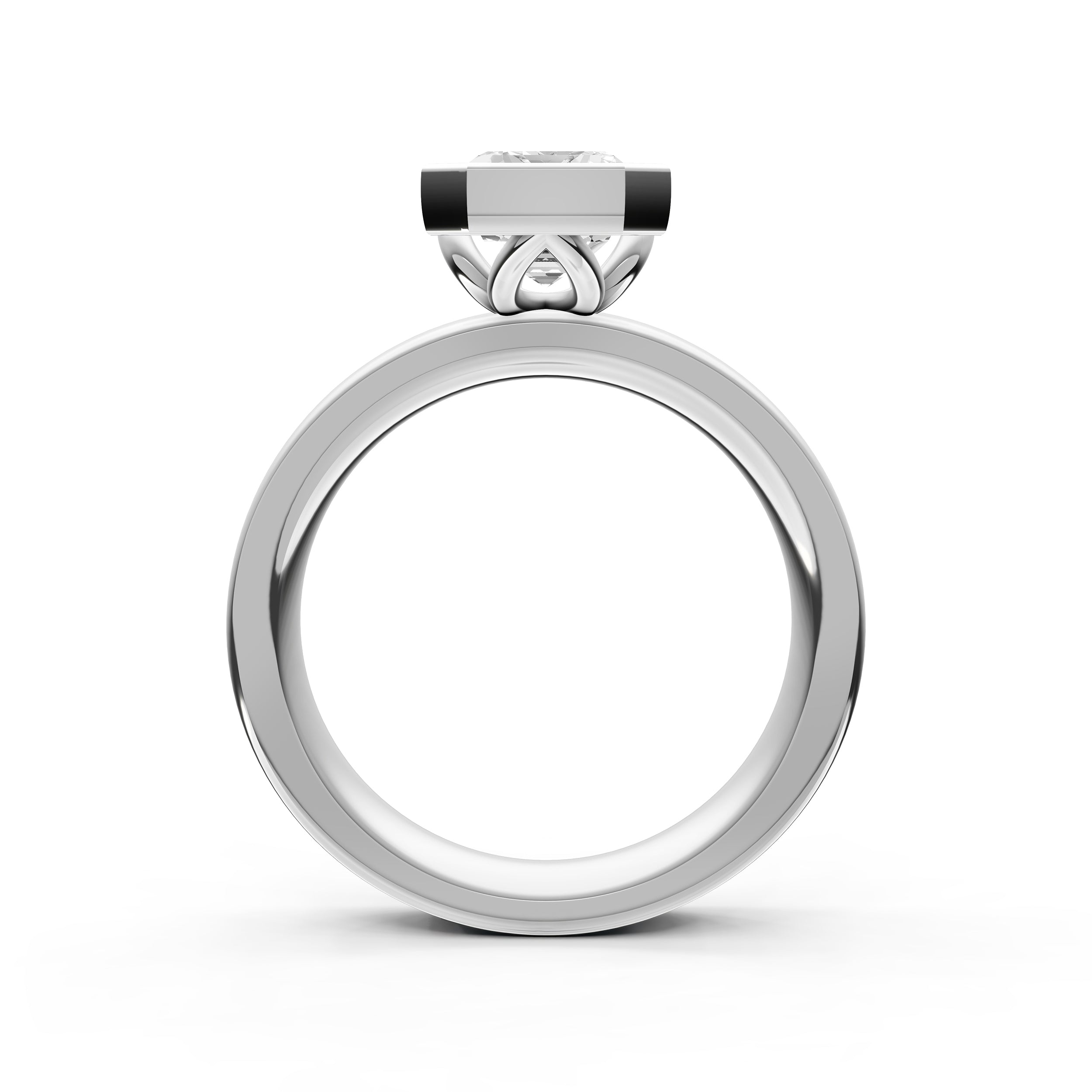 Petal Bezel Wide Engagement Ring (Emerald Cut) Birmingham Jewelry Engagement Ring Birmingham Jewelry 