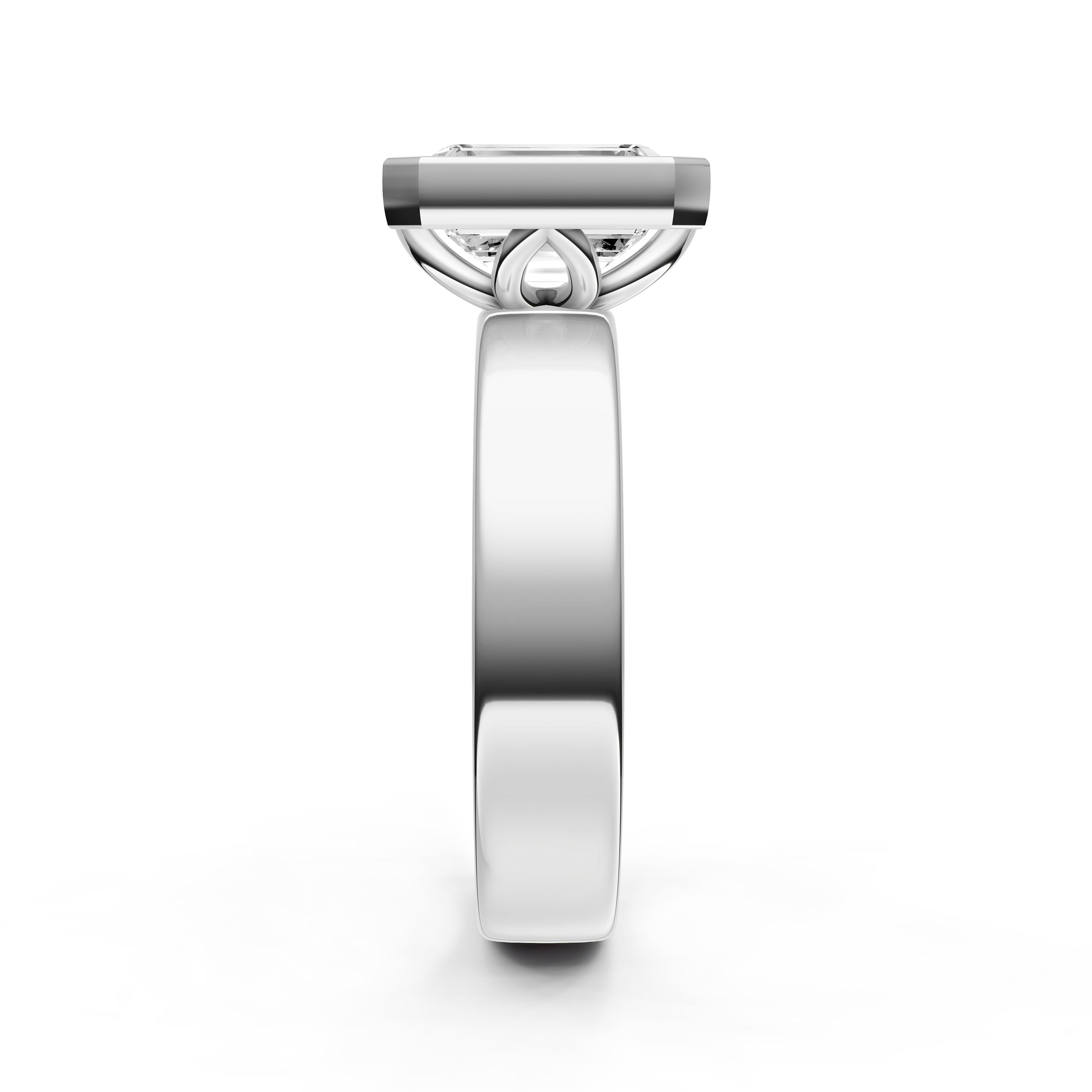 Petal Bezel Wide Engagement Ring (Emerald Cut) Birmingham Jewelry Engagement Ring Birmingham Jewelry 