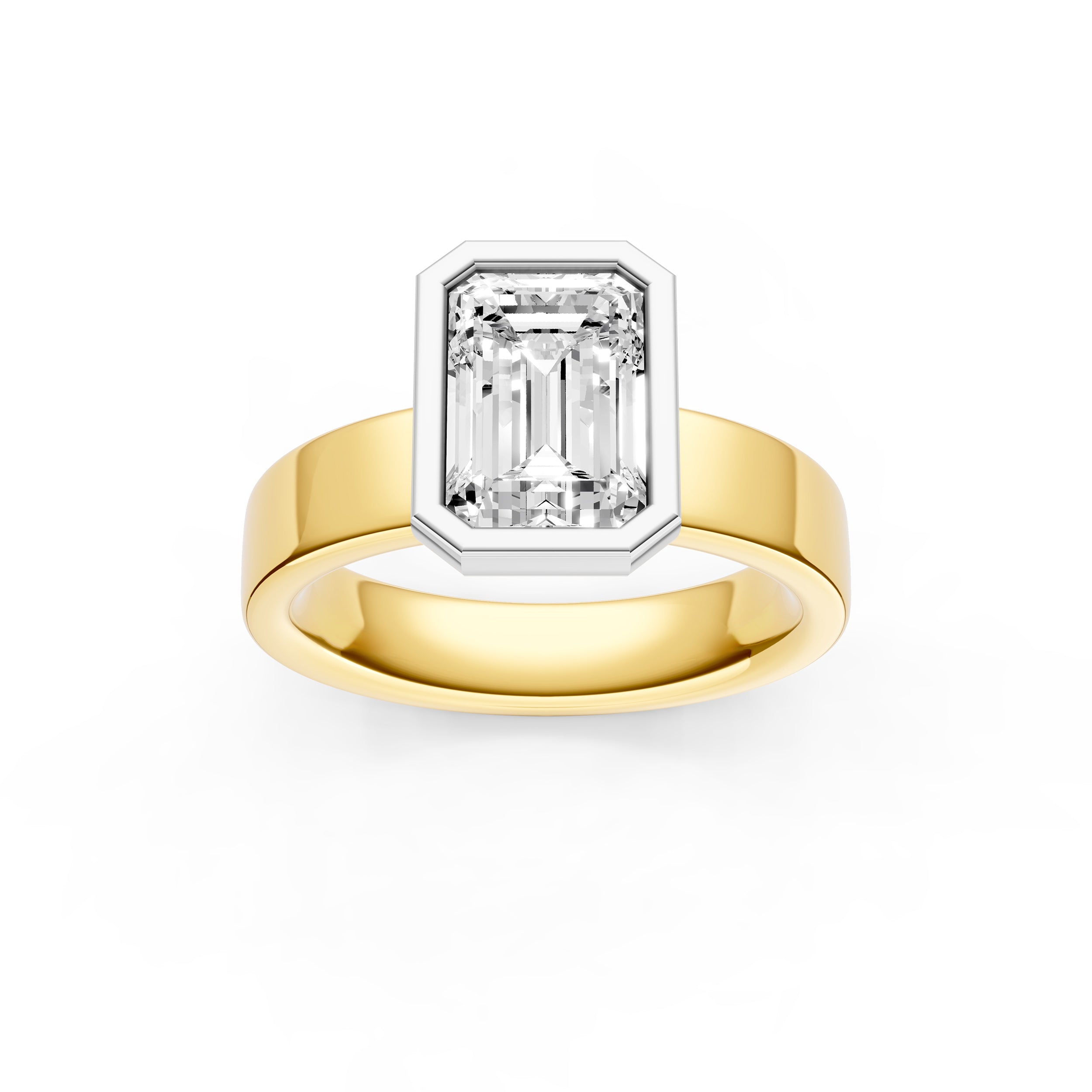 Petal Bezel Wide Engagement Ring (Emerald Cut) Birmingham Jewelry Engagement Ring Birmingham Jewelry 