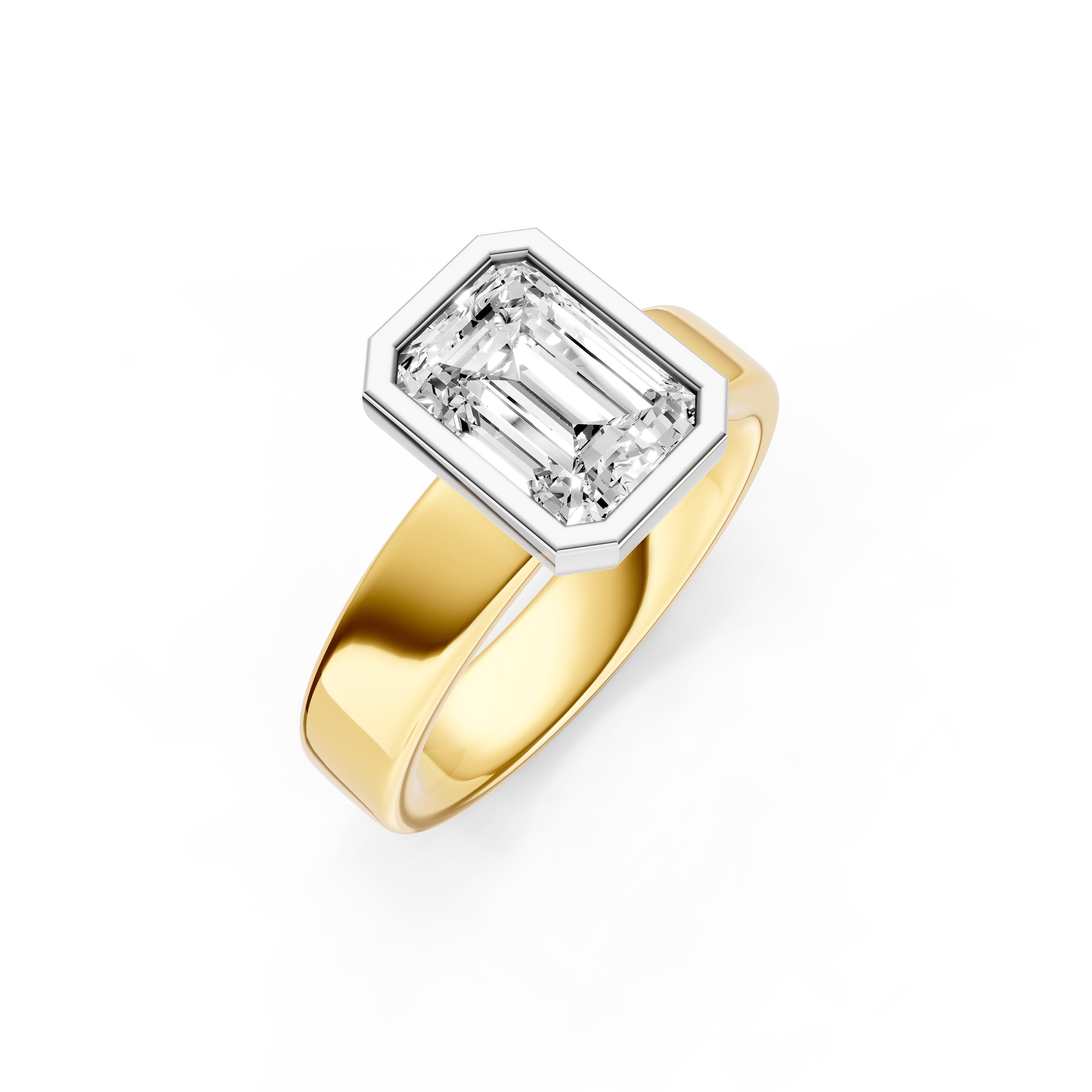 Petal Bezel Wide Engagement Ring (Emerald Cut) Birmingham Jewelry Engagement Ring Birmingham Jewelry 