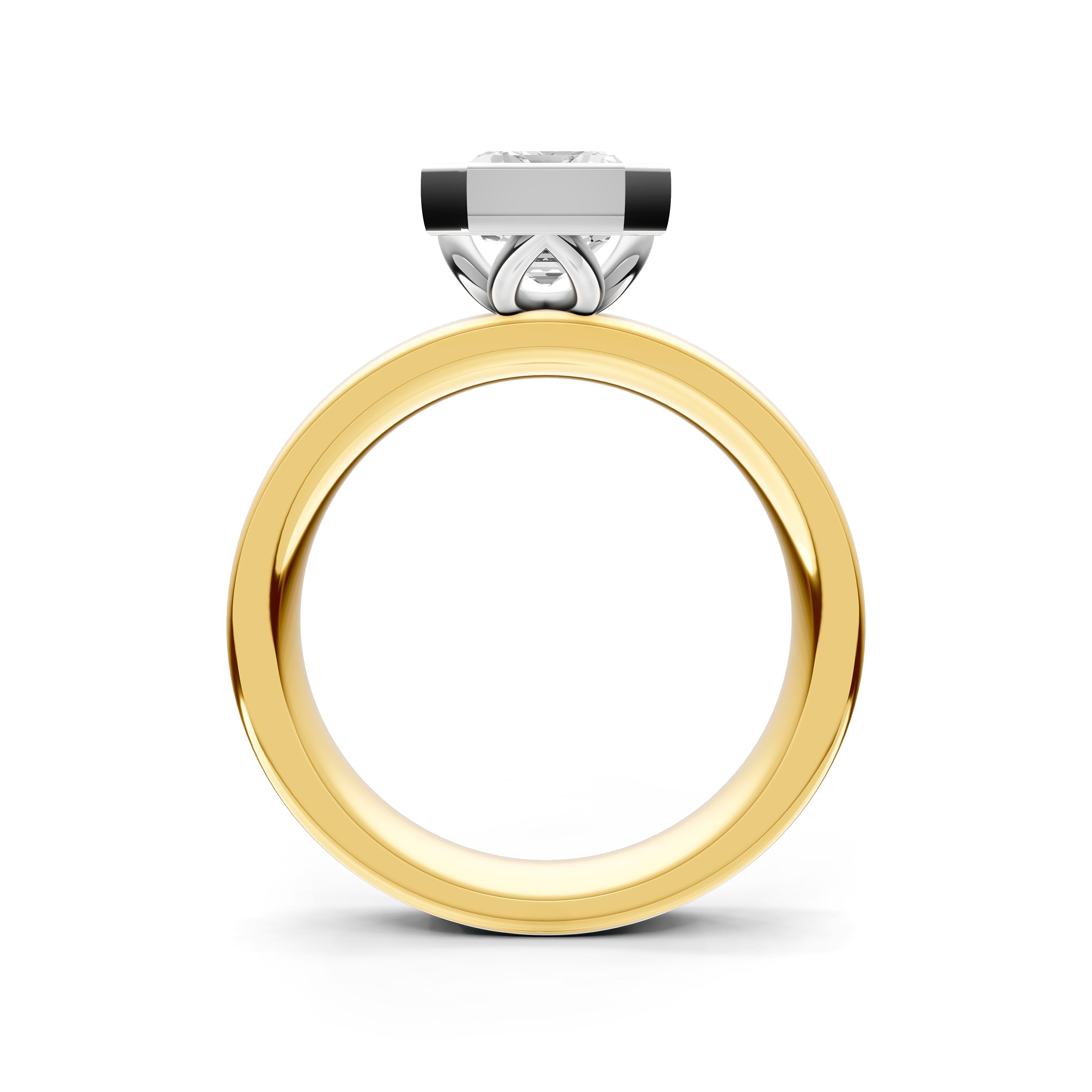 Petal Bezel Wide Engagement Ring (Emerald Cut) Birmingham Jewelry Engagement Ring Birmingham Jewelry 