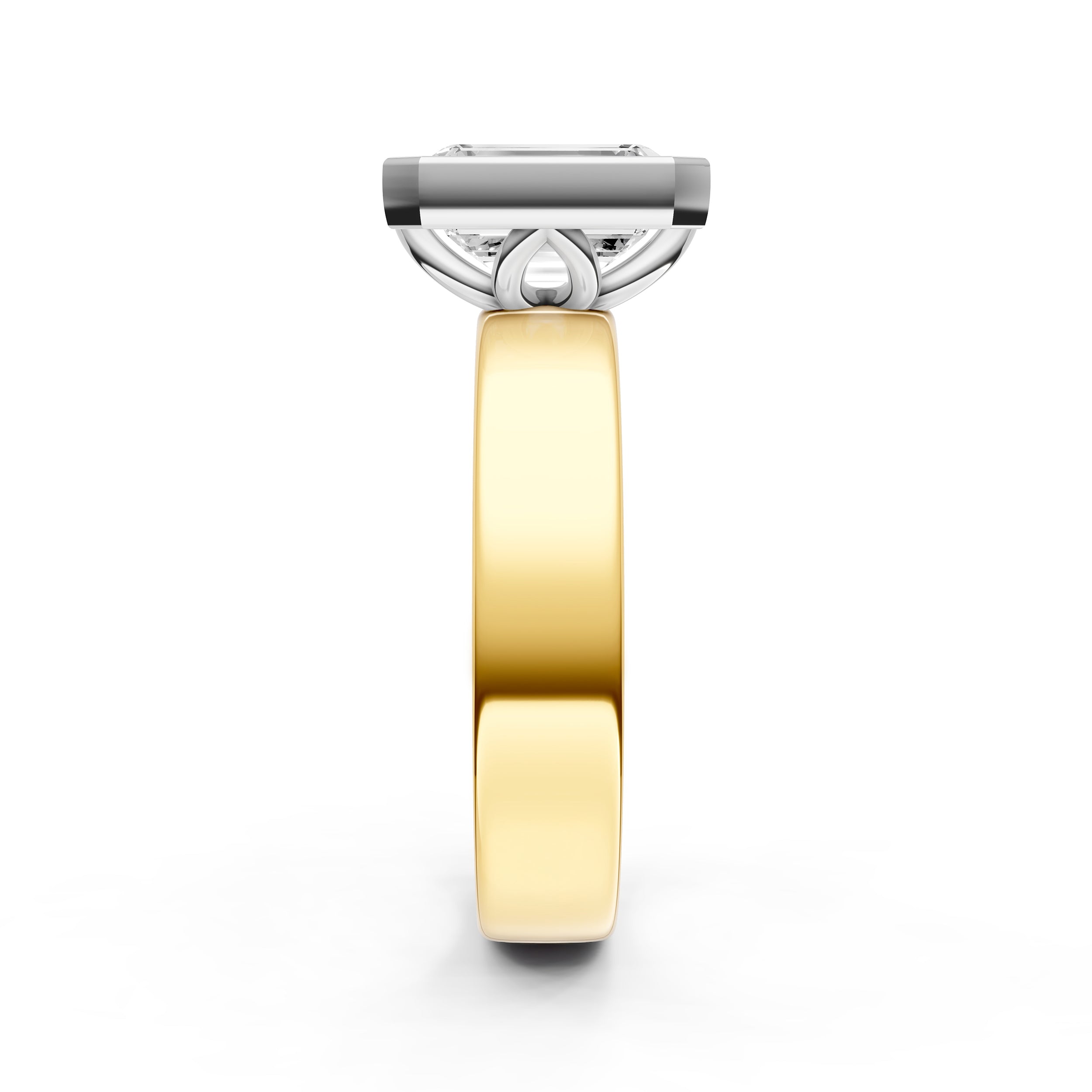 Petal Bezel Wide Engagement Ring (Emerald Cut) Birmingham Jewelry Engagement Ring Birmingham Jewelry 