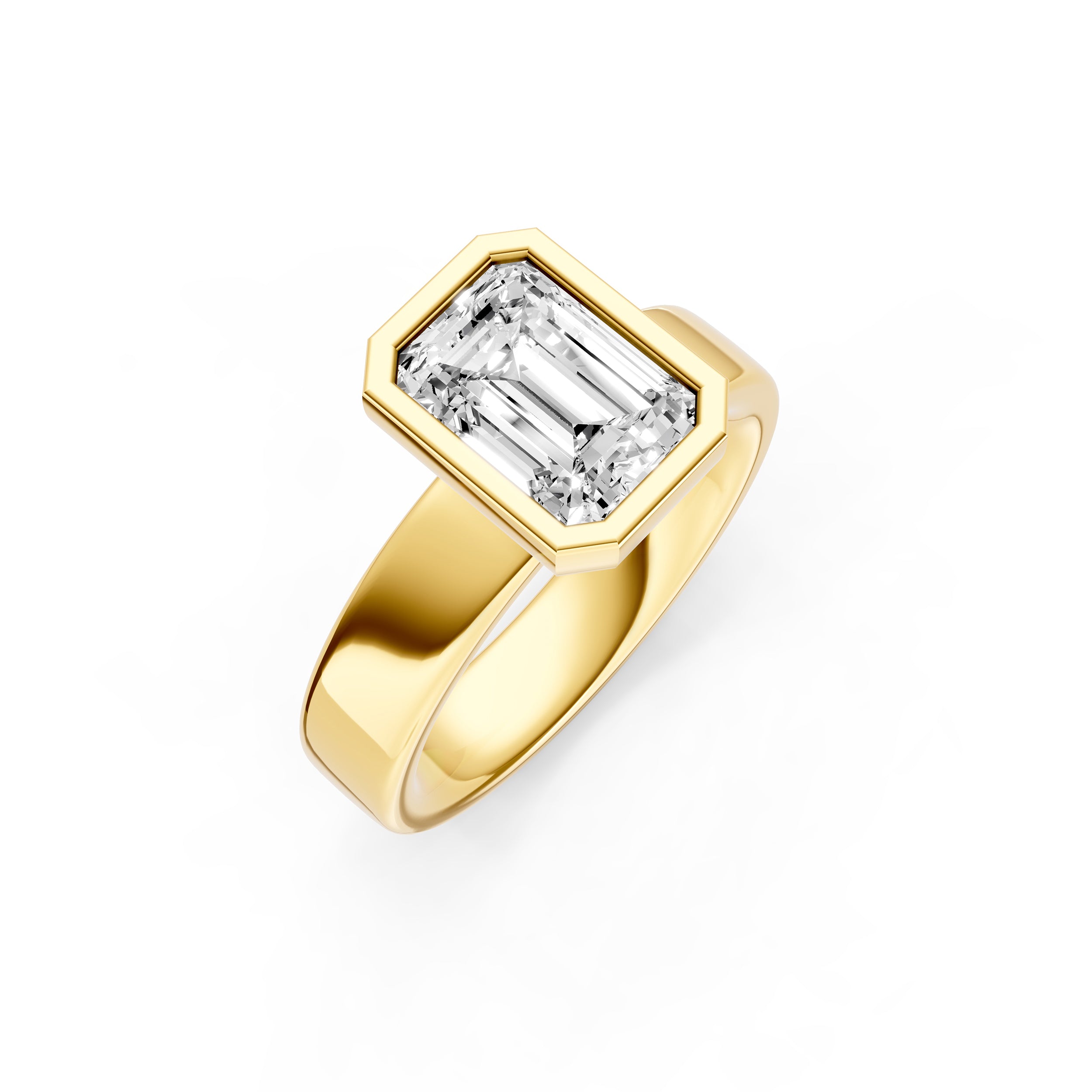 Petal Bezel Wide Engagement Ring (Emerald Cut) Birmingham Jewelry Engagement Ring Birmingham Jewelry 