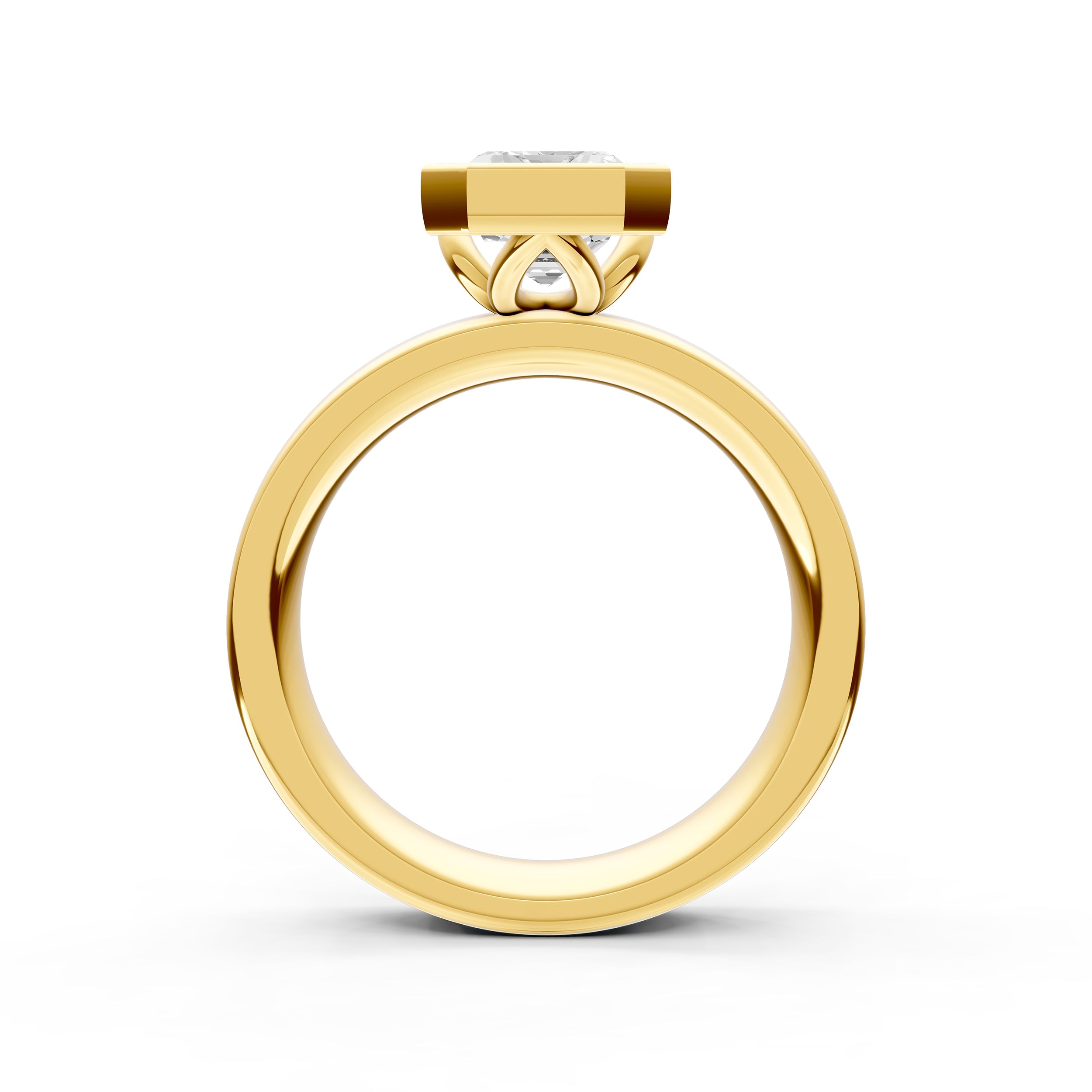 Petal Bezel Wide Engagement Ring (Emerald Cut) Birmingham Jewelry Engagement Ring Birmingham Jewelry 