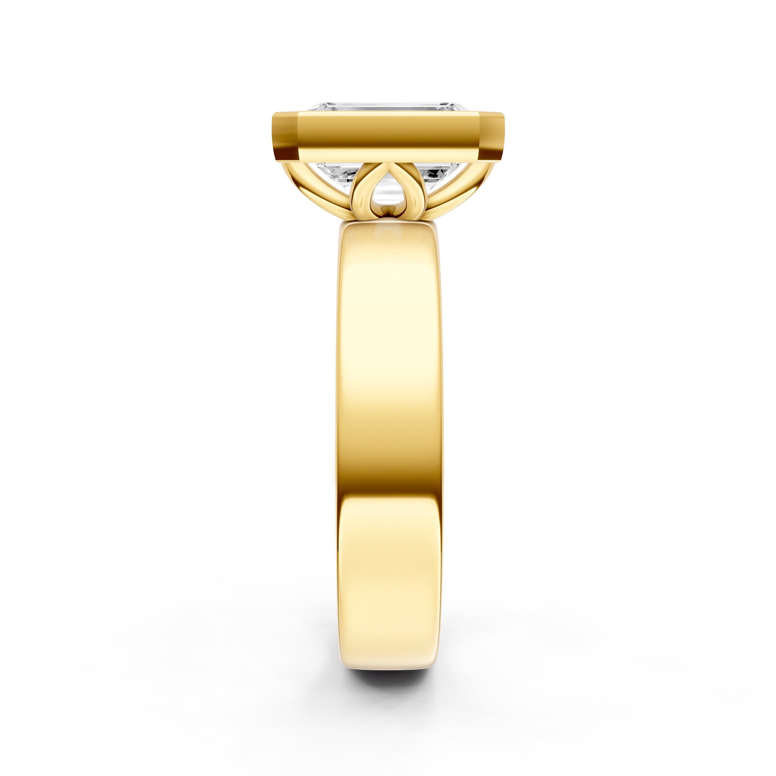 Petal Bezel Wide Engagement Ring (Emerald Cut) Birmingham Jewelry Engagement Ring Birmingham Jewelry 