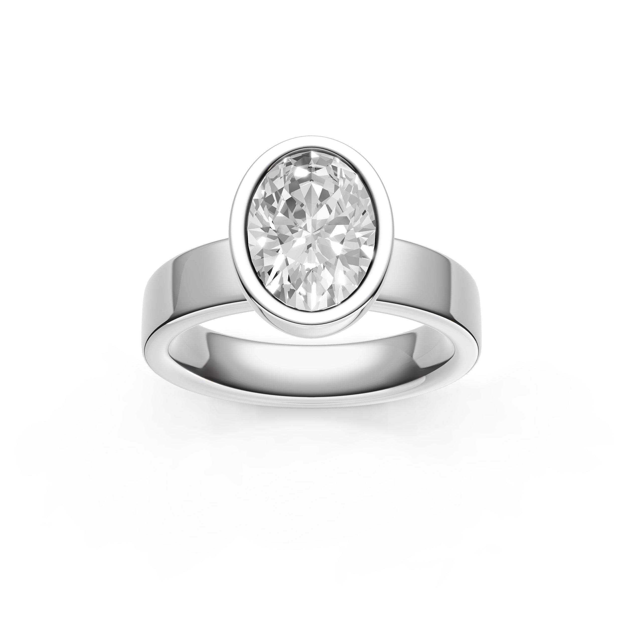 Petal Bezel Wide Engagement Ring (Oval) Birmingham Jewelry Engagement Ring Birmingham Jewelry 